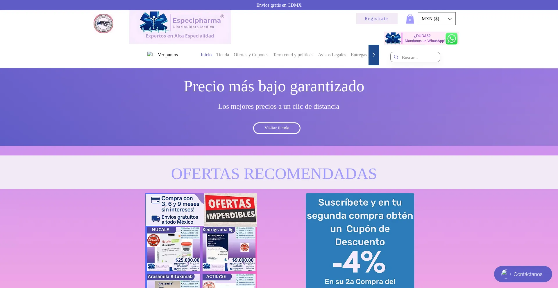 Website screenshot of Especipharma.com