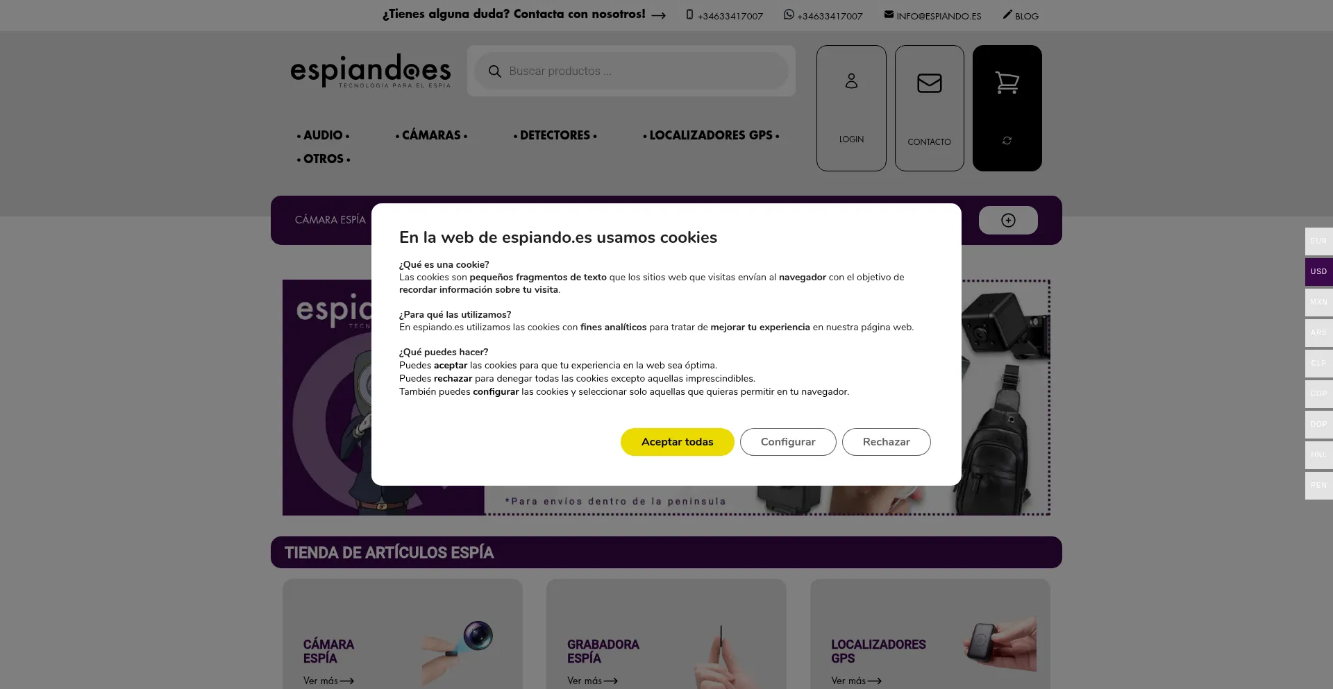 Website screenshot of Espiando.es