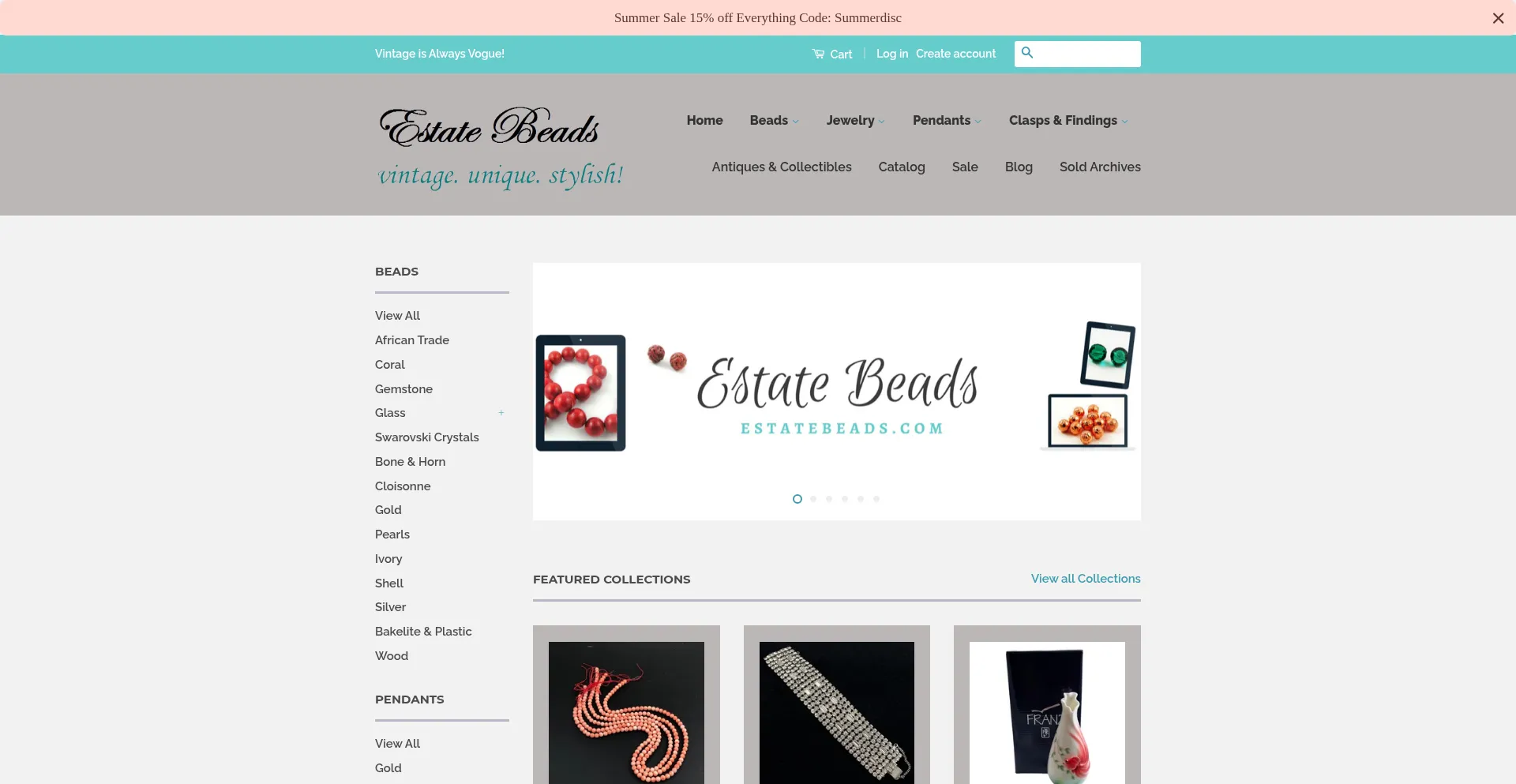 Website screenshot of Estatebeads.com