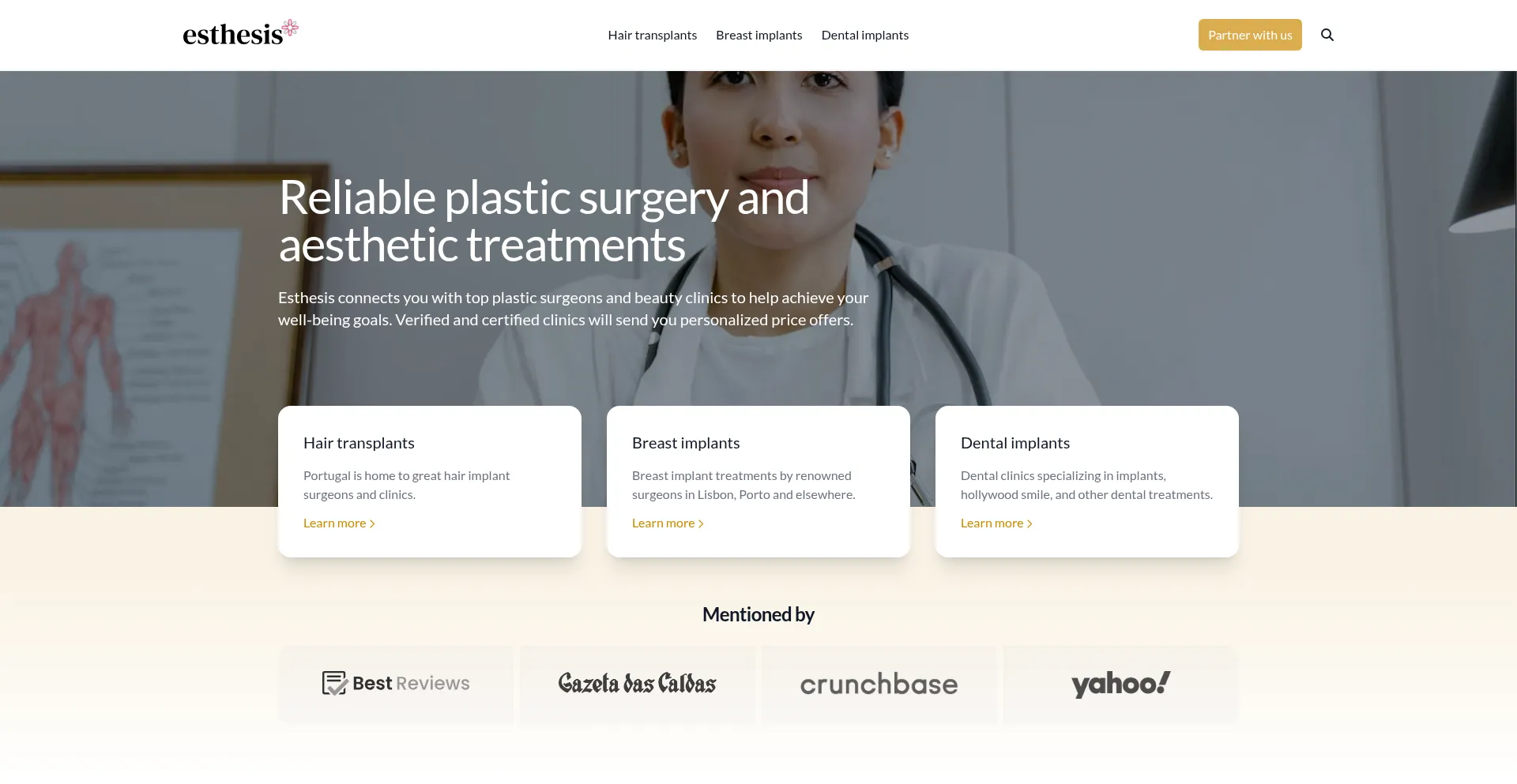 Website screenshot of Esthesis.com