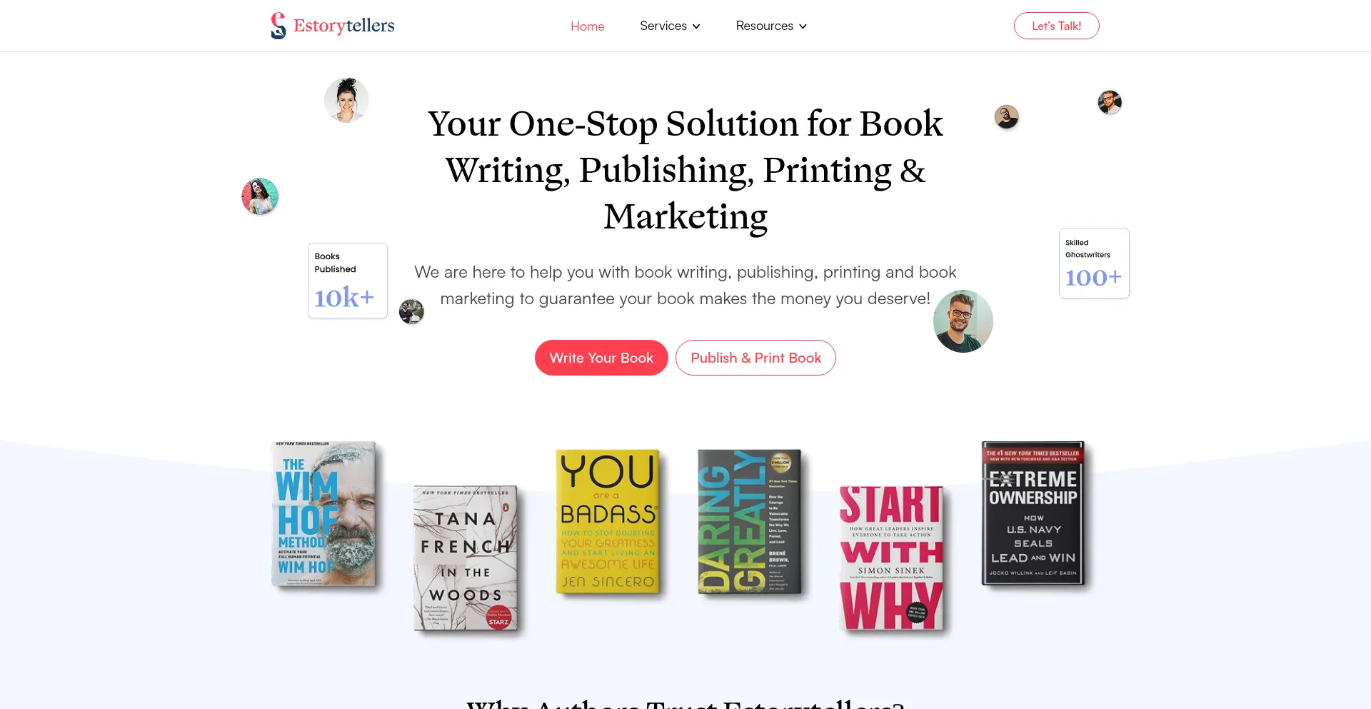 Website screenshot of Estorytellers.com