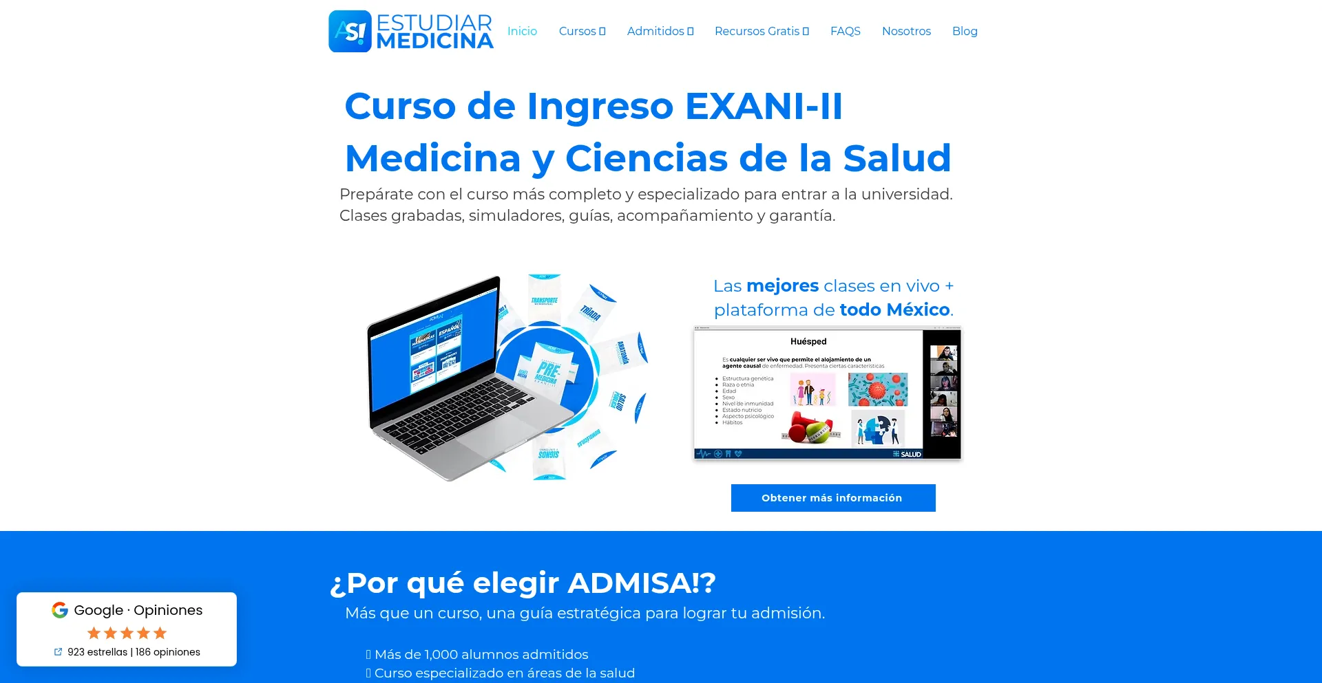 Website screenshot of Estudiarmedicina.mx
