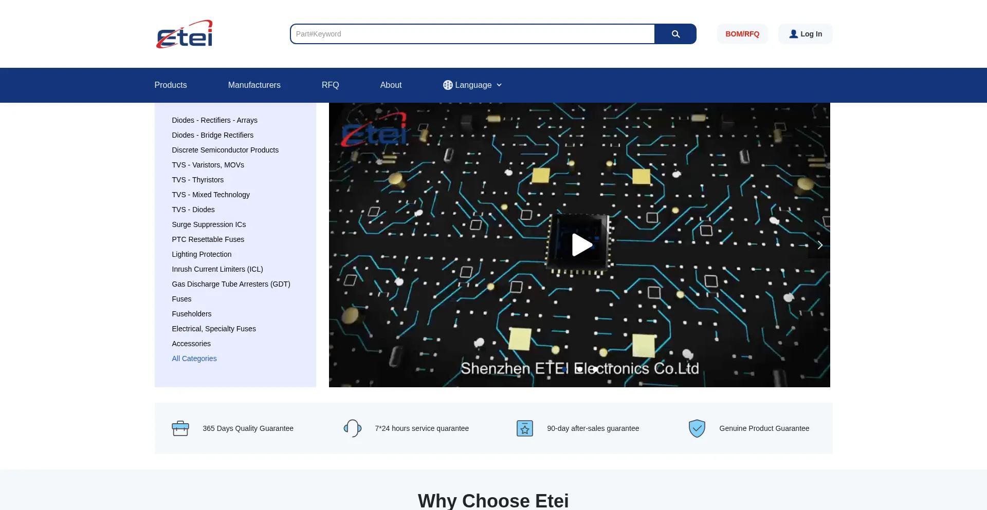 Website screenshot of Etei.com