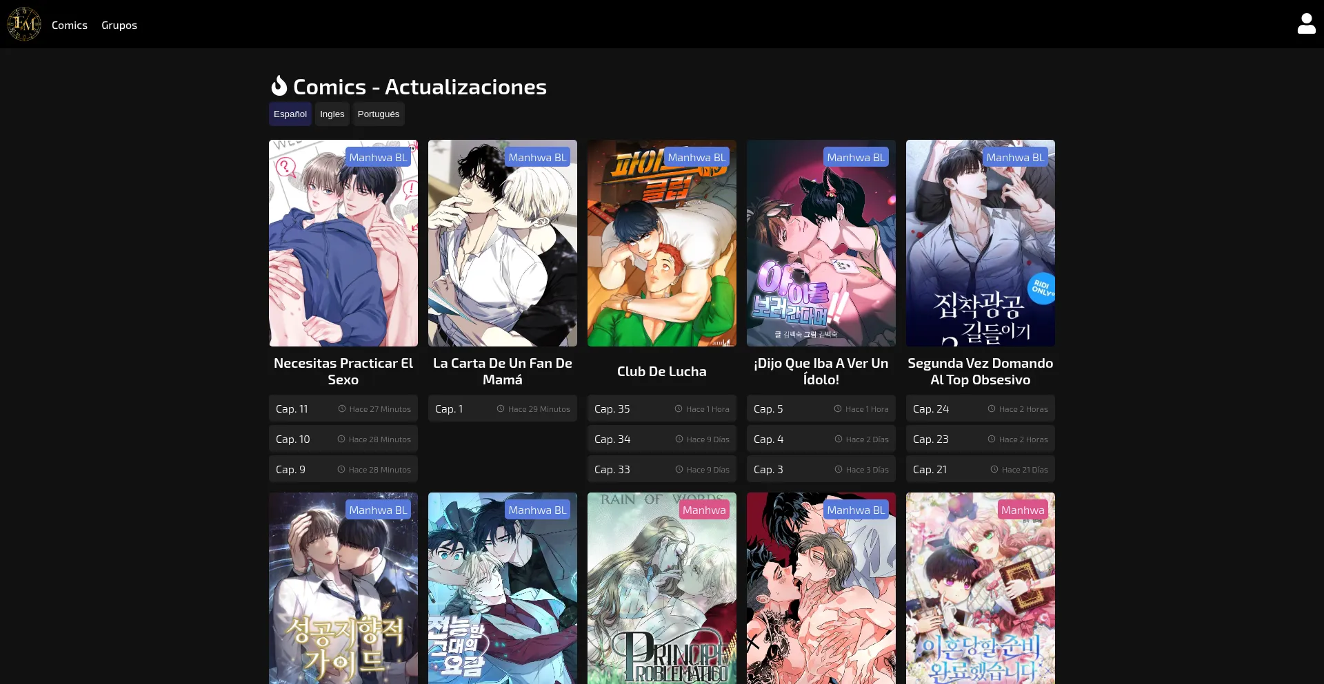 Website screenshot of Eternalmangas.com
