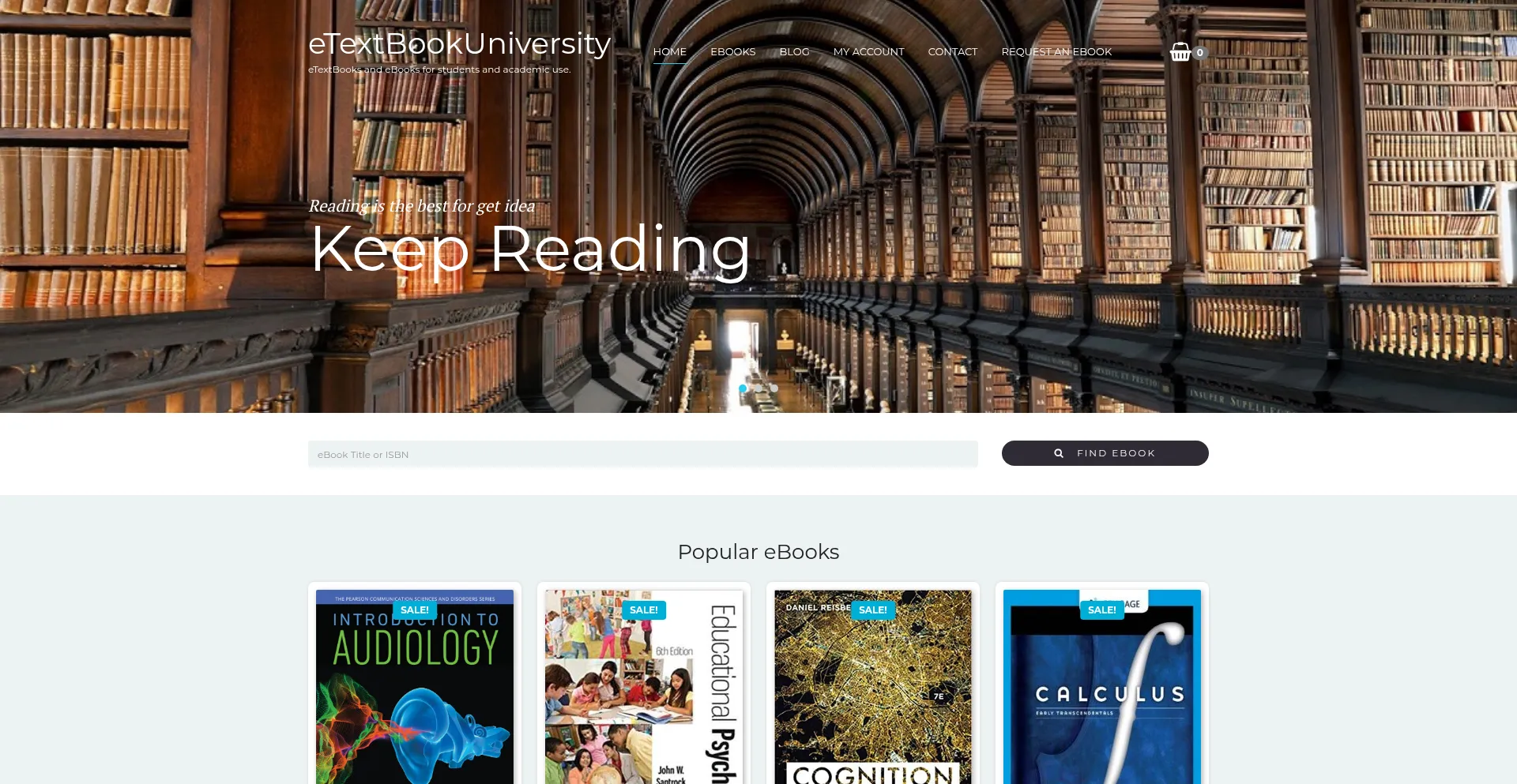Website screenshot of Etextbookuniversity.com