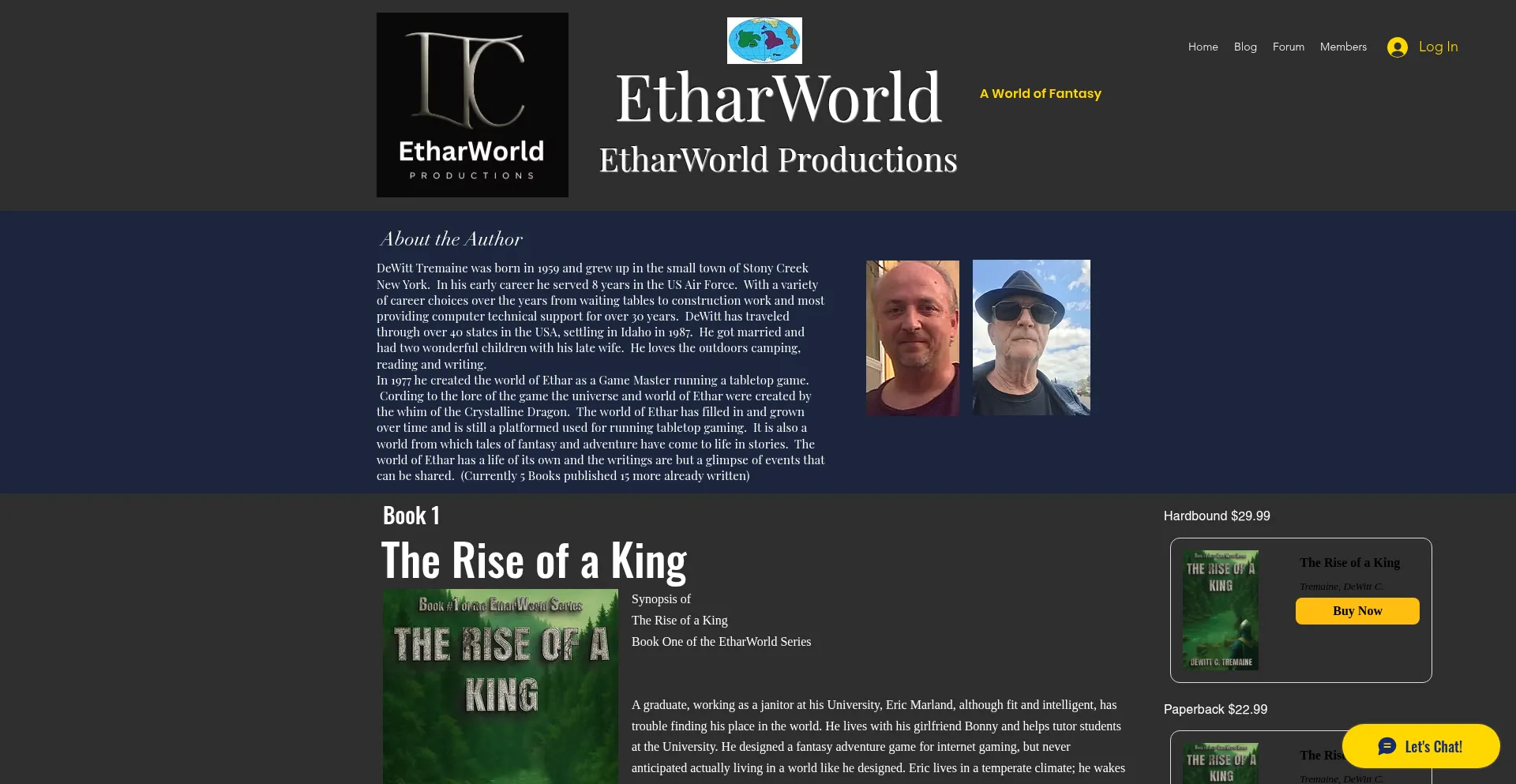 Website screenshot of Etharworldbooks.com