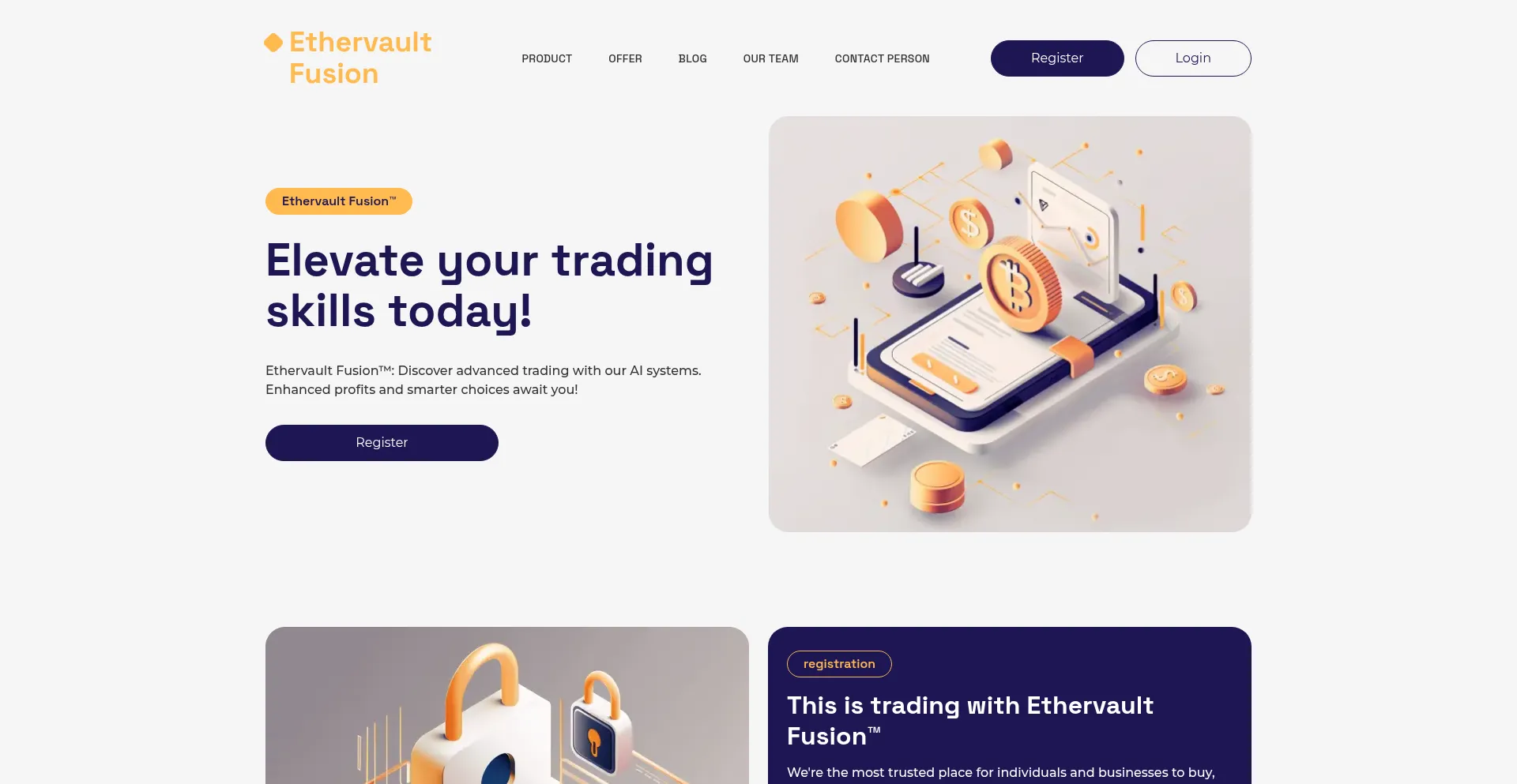 Website screenshot of Ethervaultfusion.com