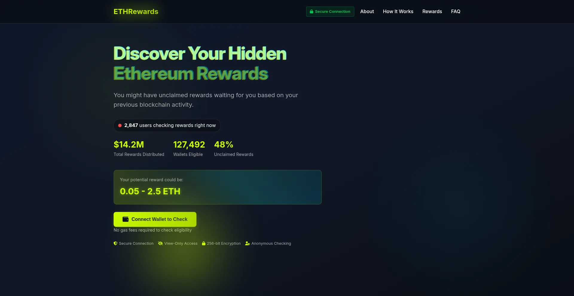 Website screenshot of Ethrewards.pro