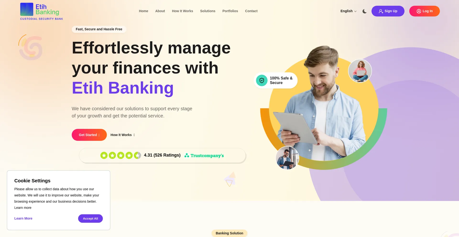 Website screenshot of Etihbanking.com