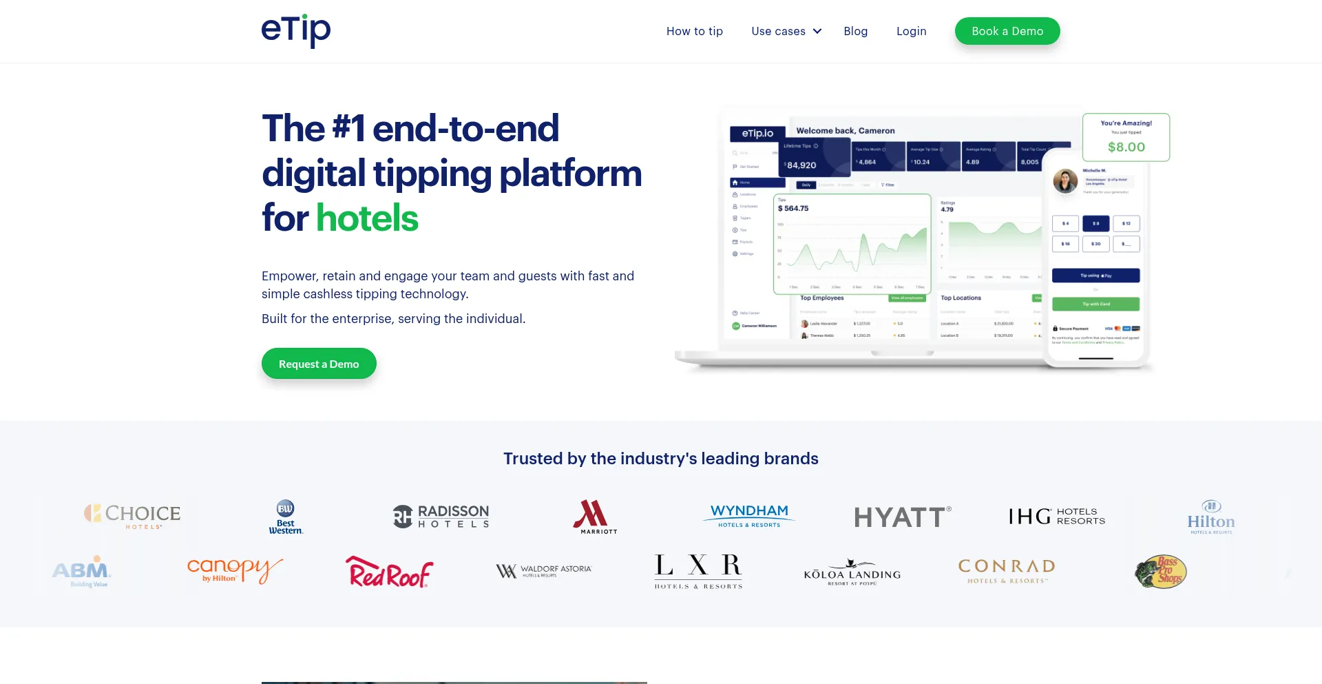 Website screenshot of Etip.io