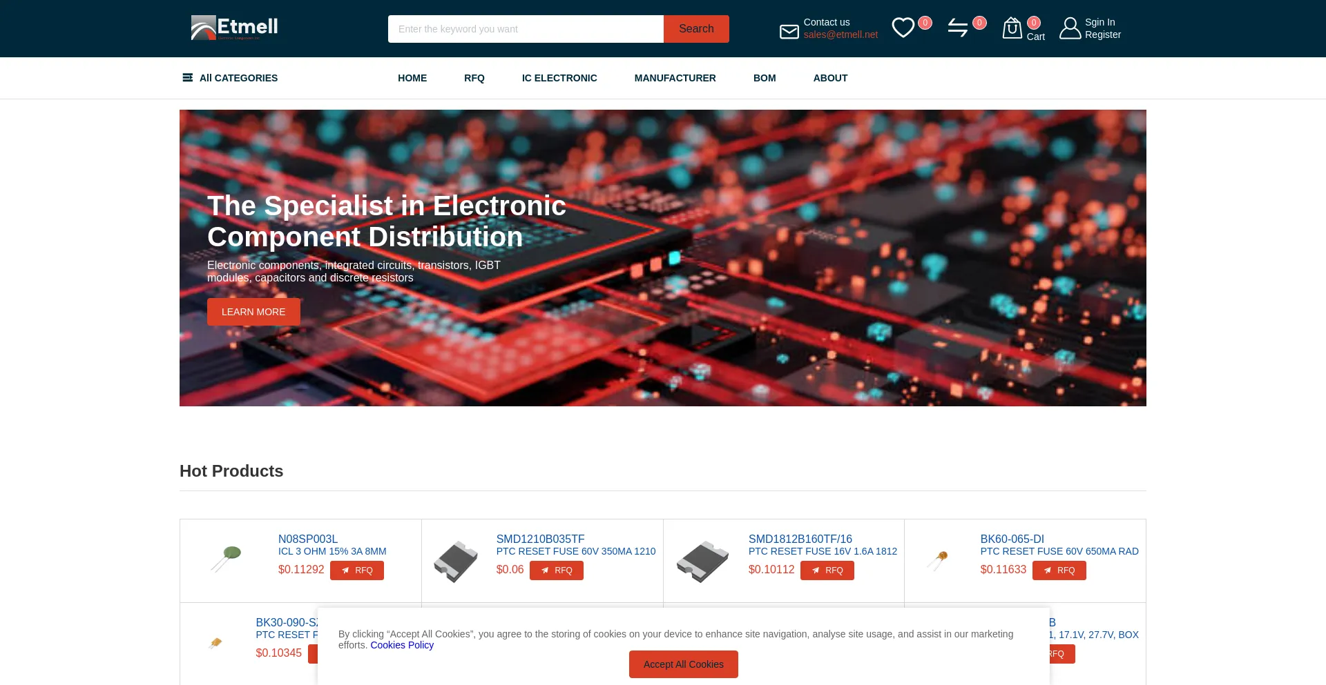 Website screenshot of Etmell.net