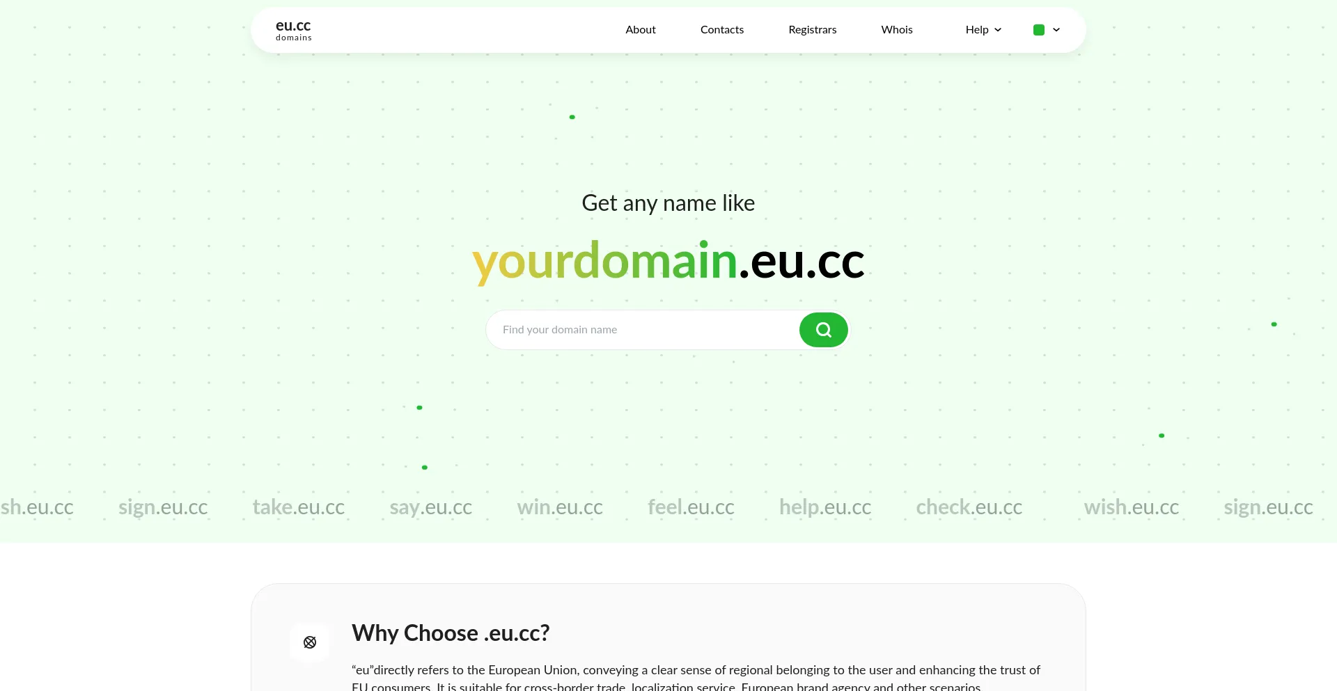 Website screenshot of Eu.cc