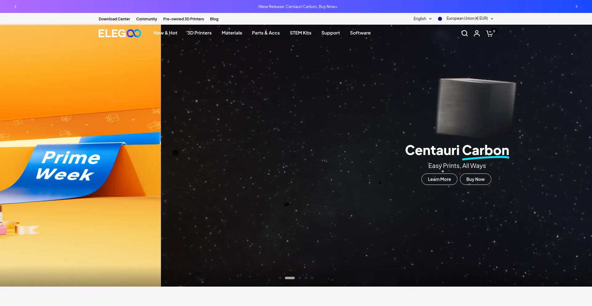 Website screenshot of Eu.elegoo.com