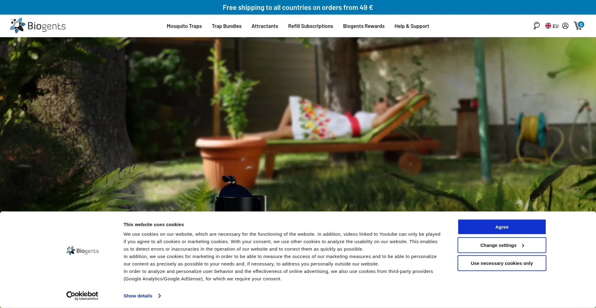 Website screenshot of Eu-shop.biogents.com