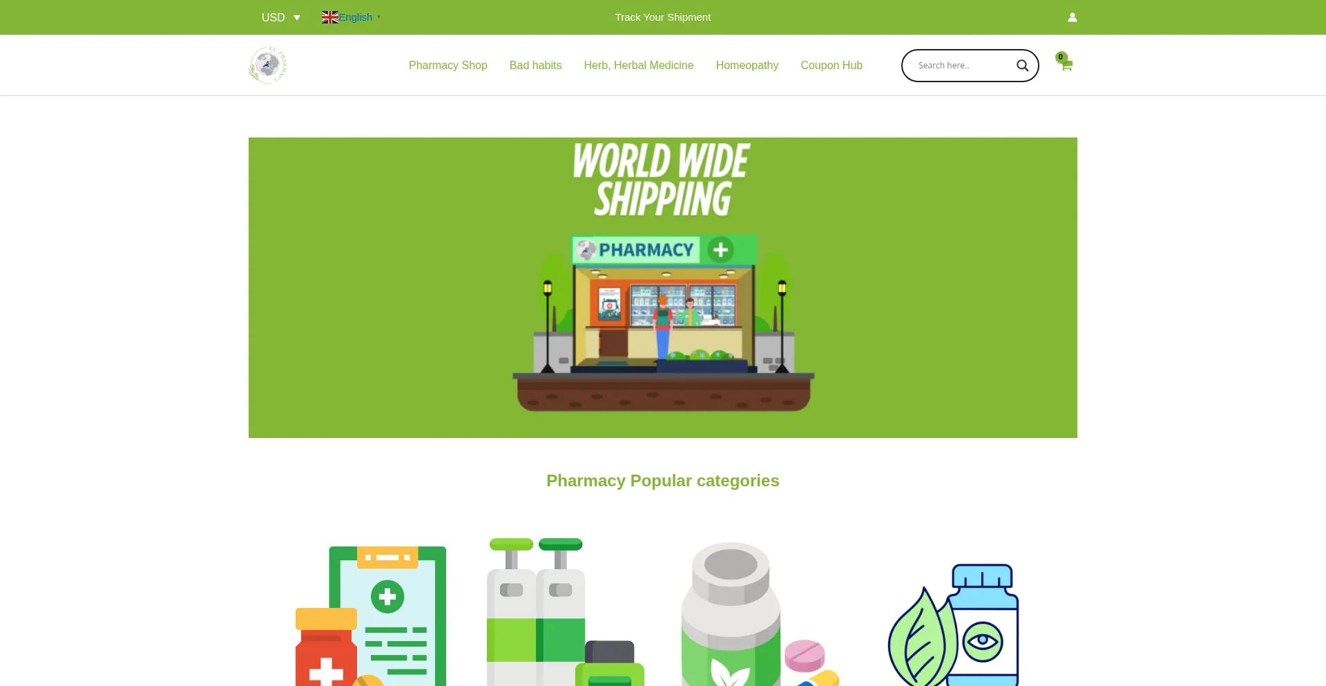 Website screenshot of Eupharmacyshop.com