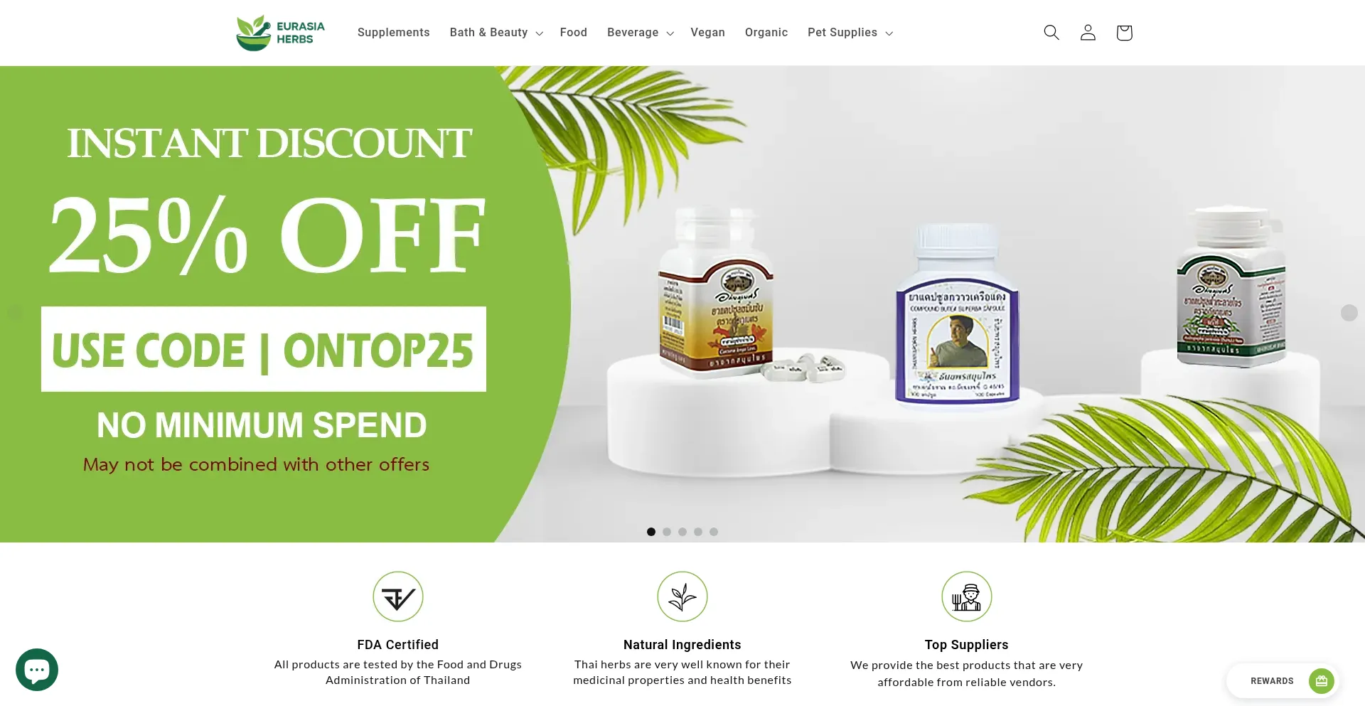 Website screenshot of Eurasiaherbs.co