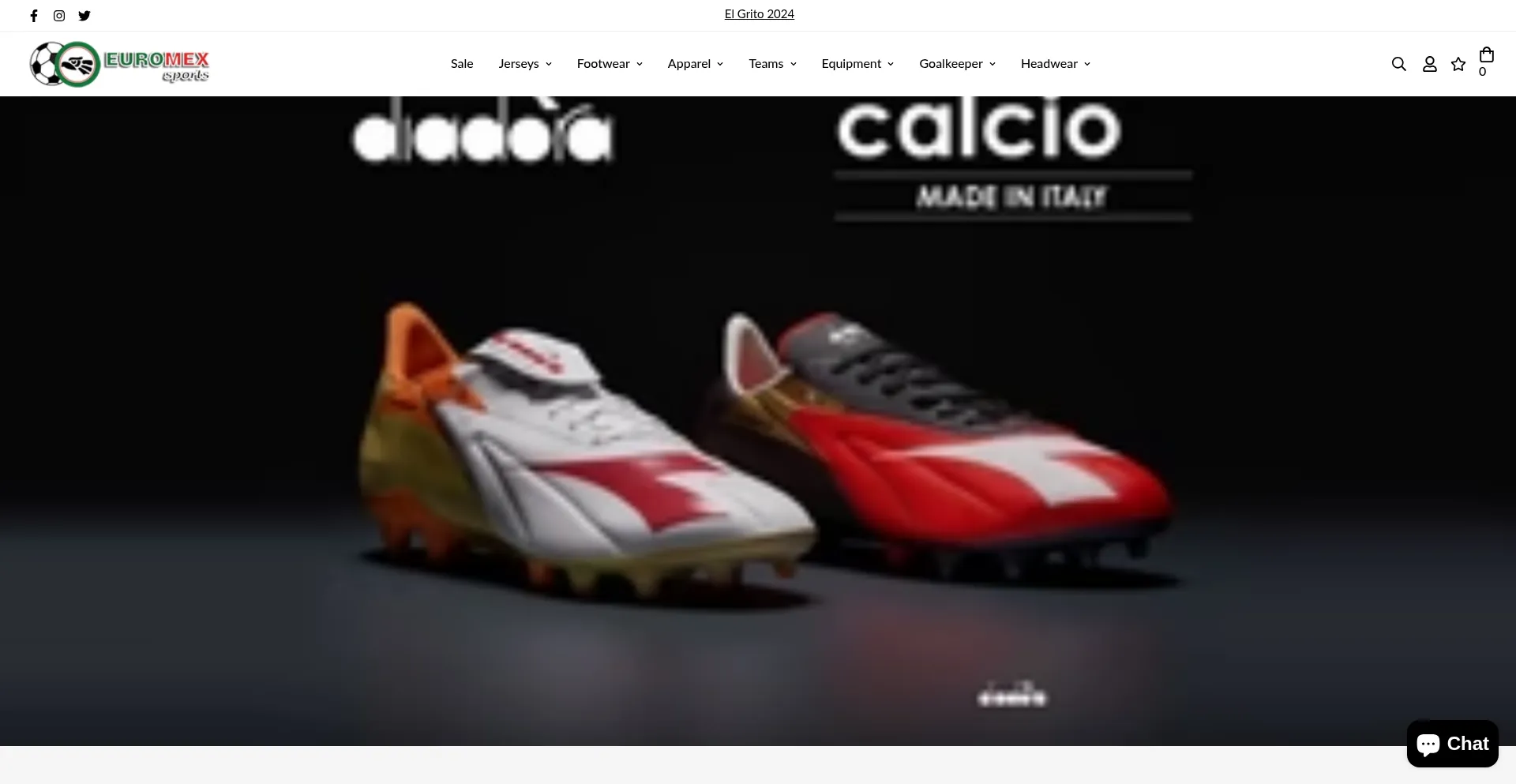 Website screenshot of Euromexsports.com
