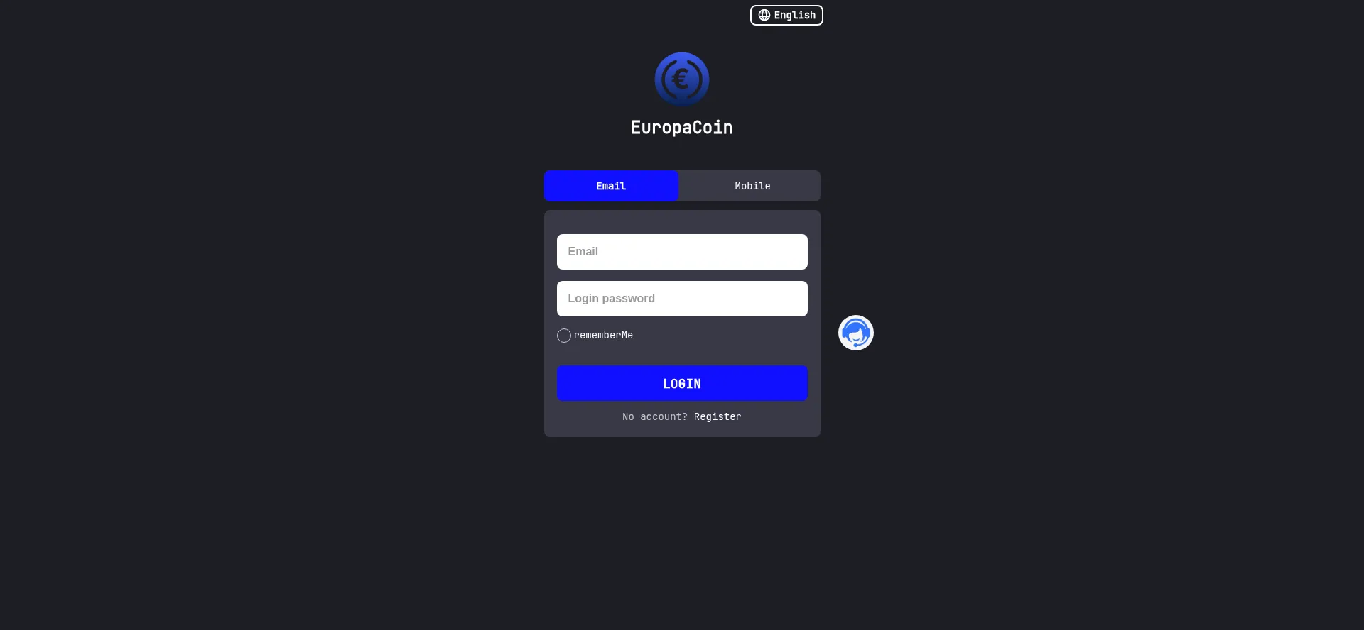 Website screenshot of Europacoin.top