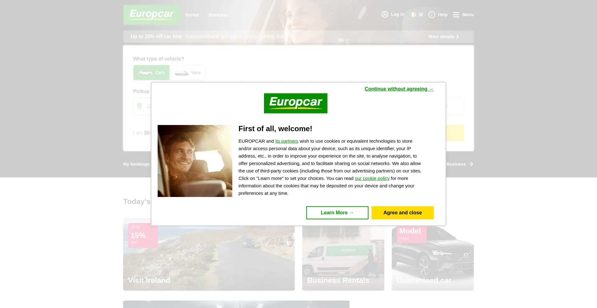 Europcar.ie Screenshot