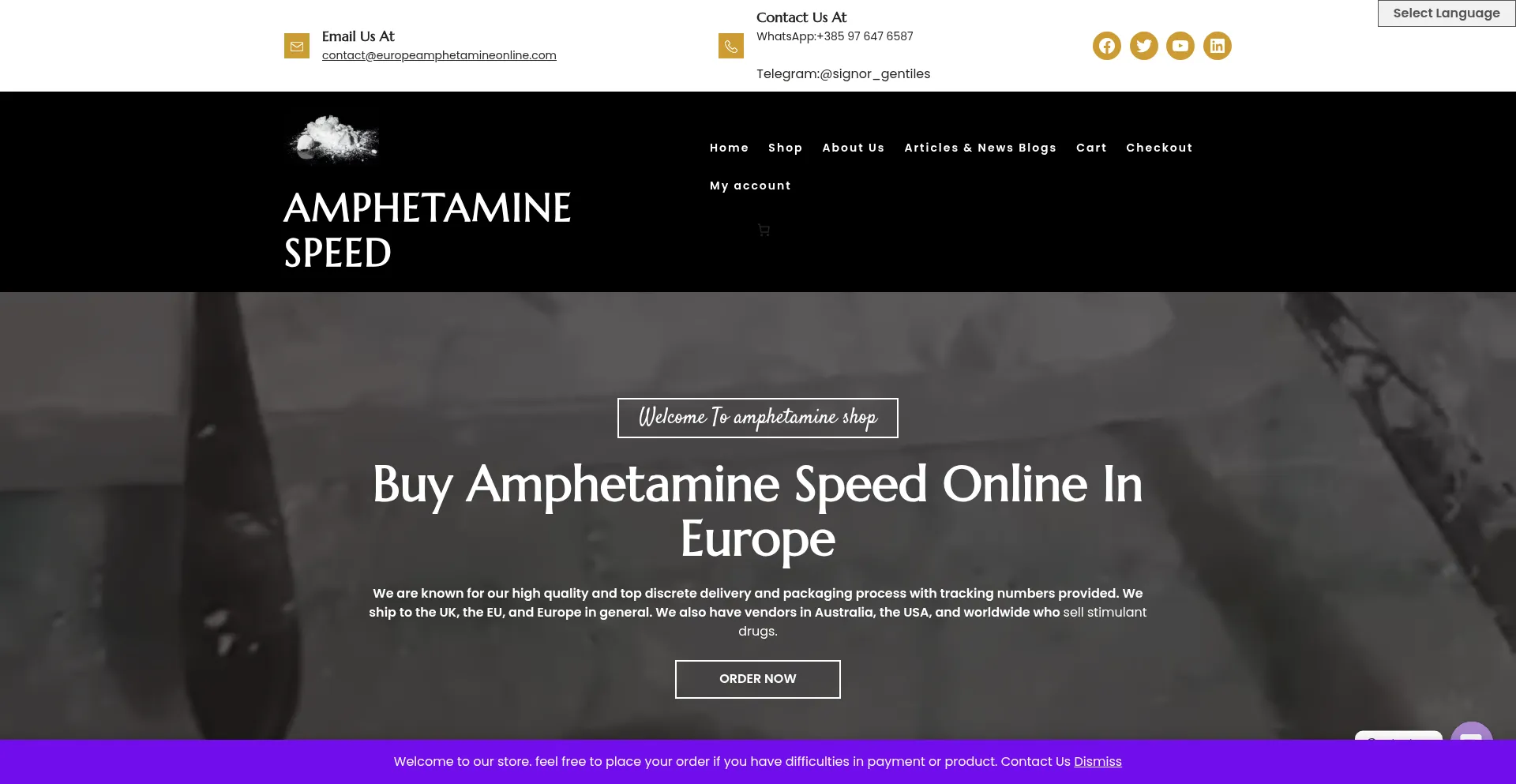 Website screenshot of Europeamphetamineonline.com