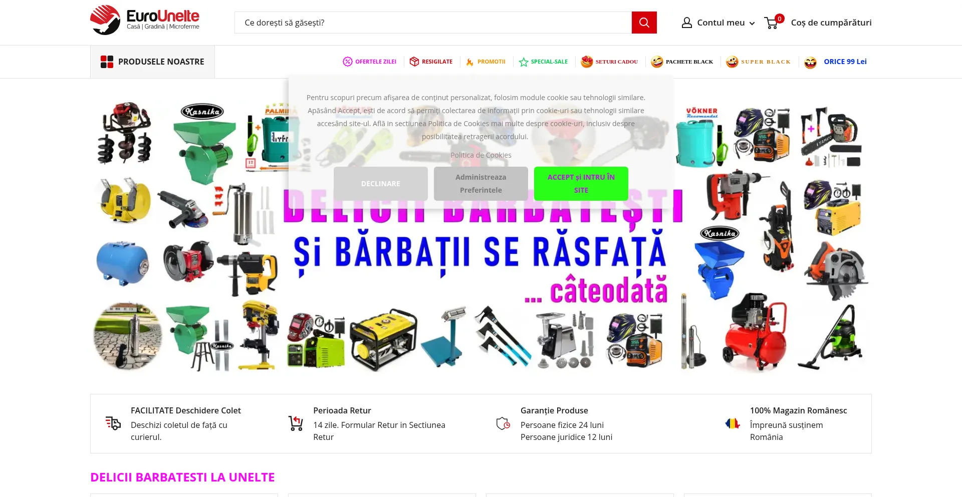 Website screenshot of Eurounelte.ro