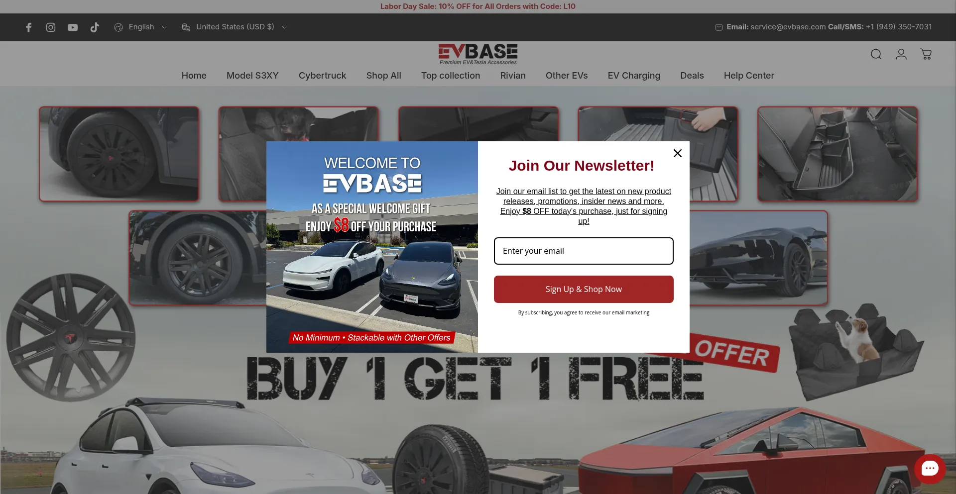 Website screenshot of Evbase.com