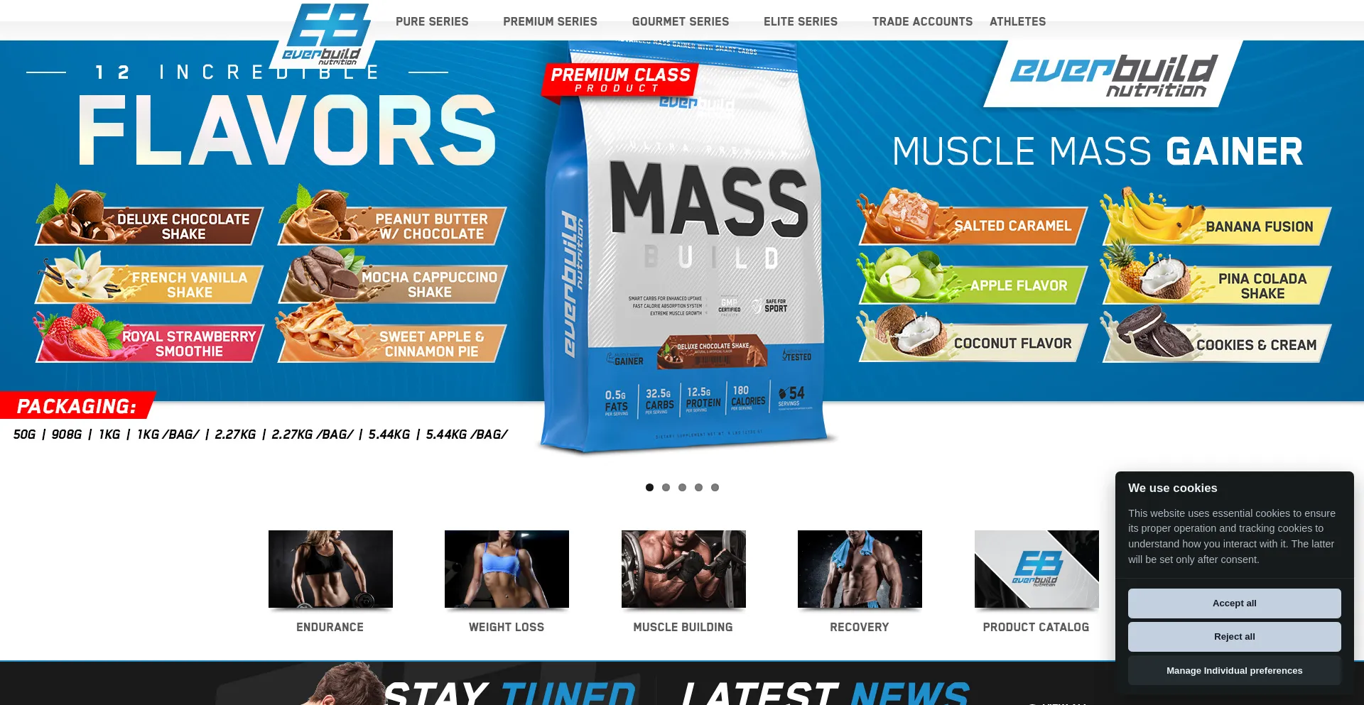 Website screenshot of Everbuildnutrition.com