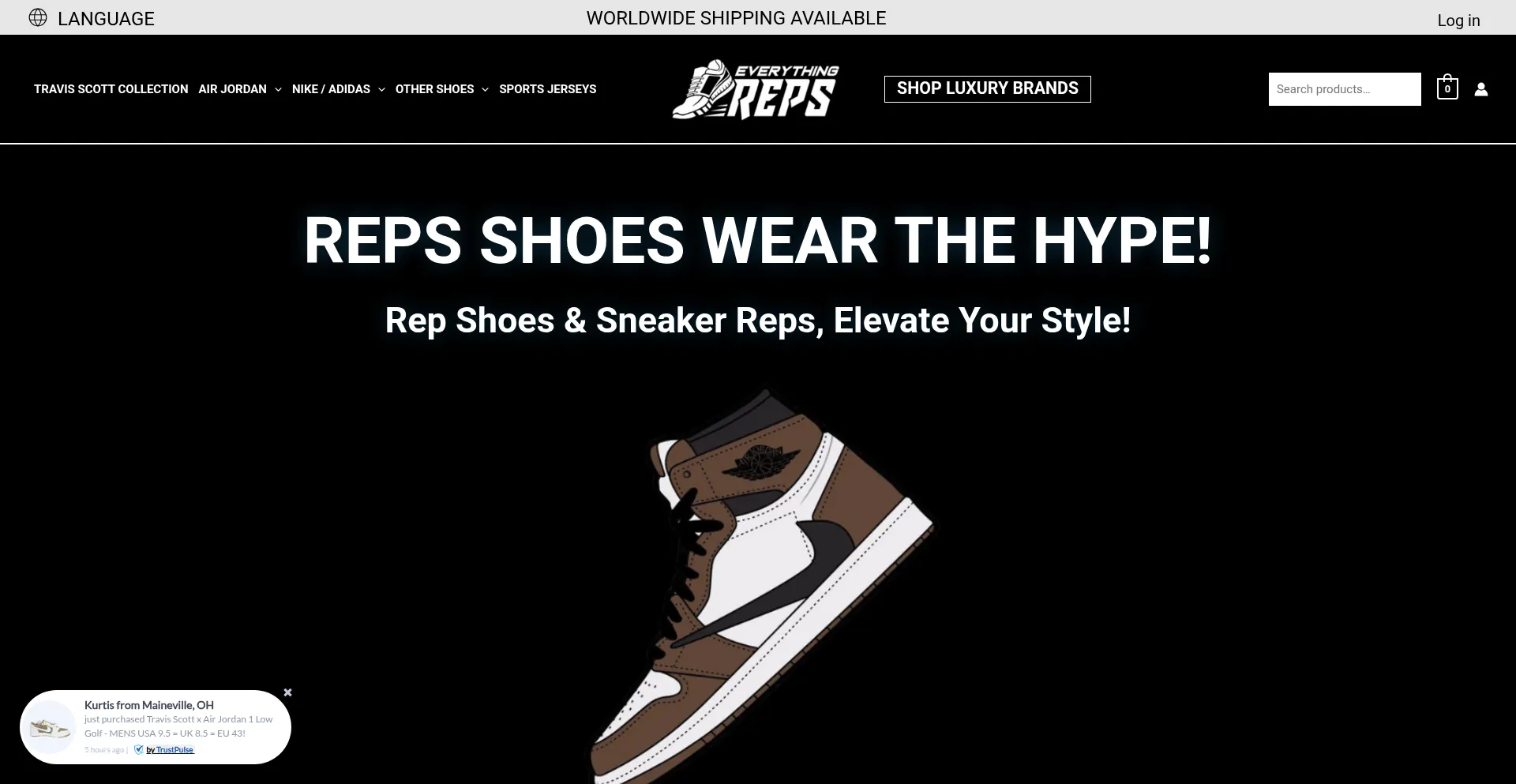 Website screenshot of Everythingreps.live