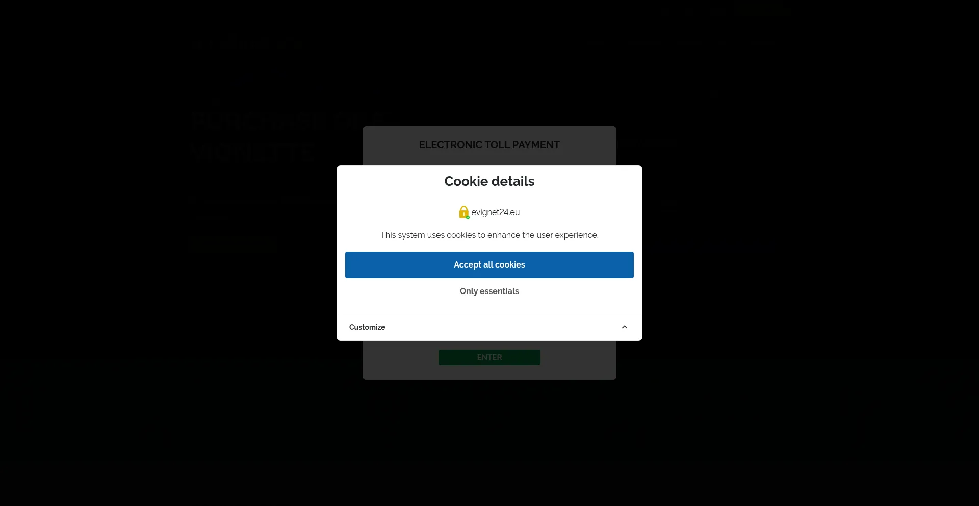 Website screenshot of Evignet24.eu