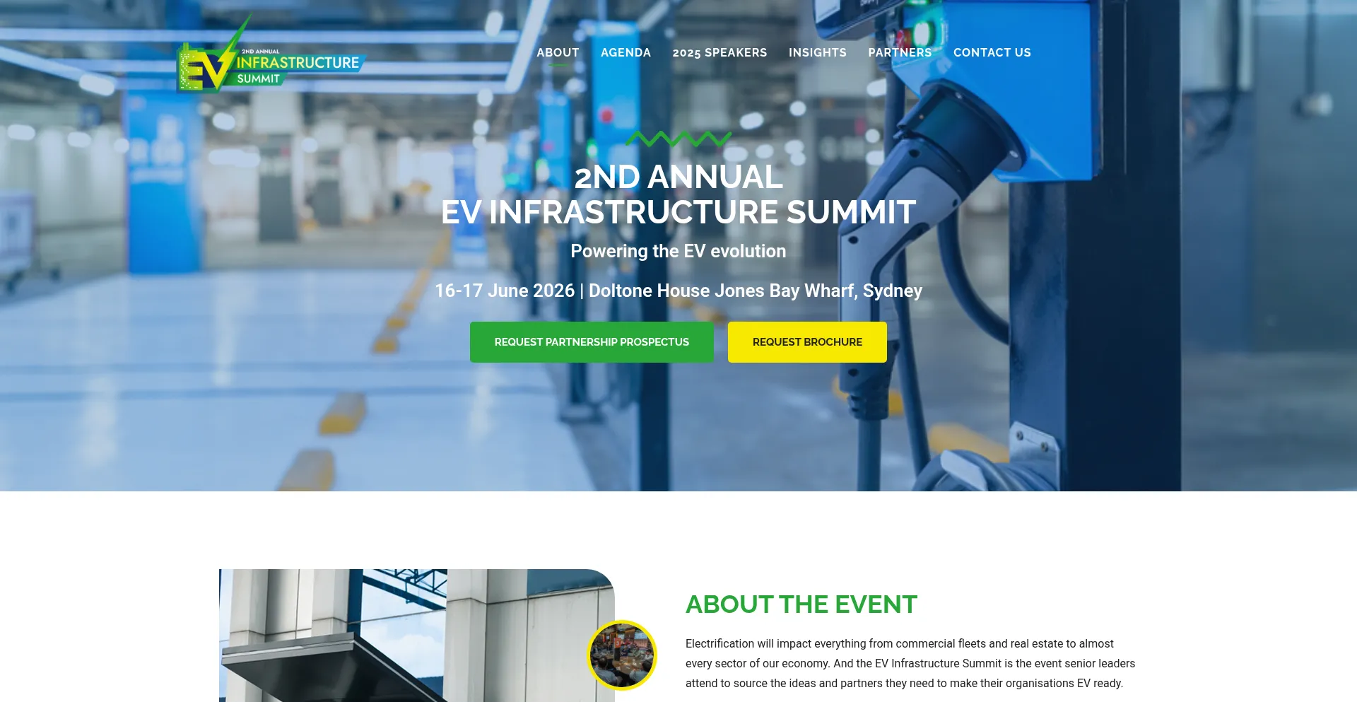 Website screenshot of Evinfrastructuresummit.com
