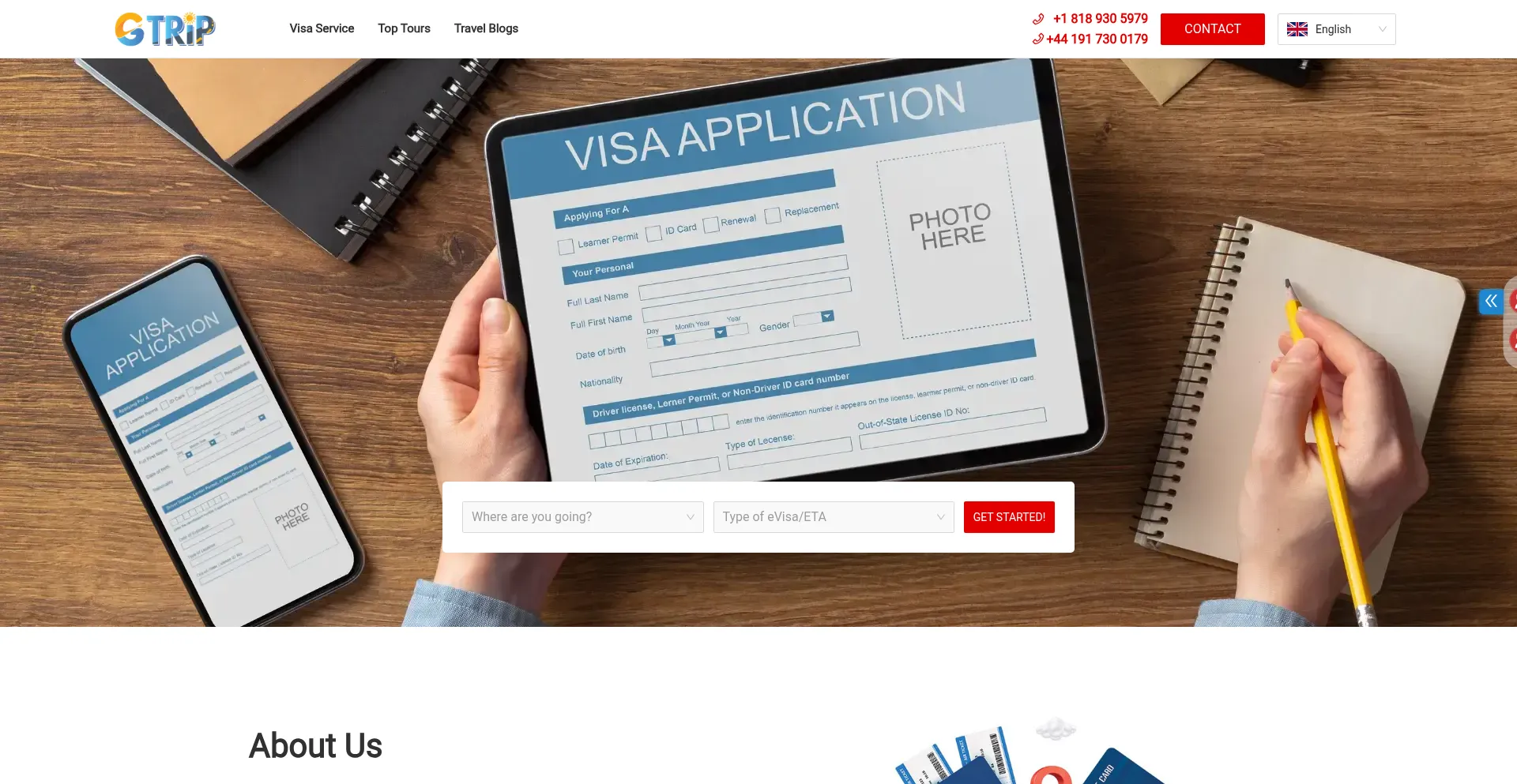Website screenshot of Evisatravel.org