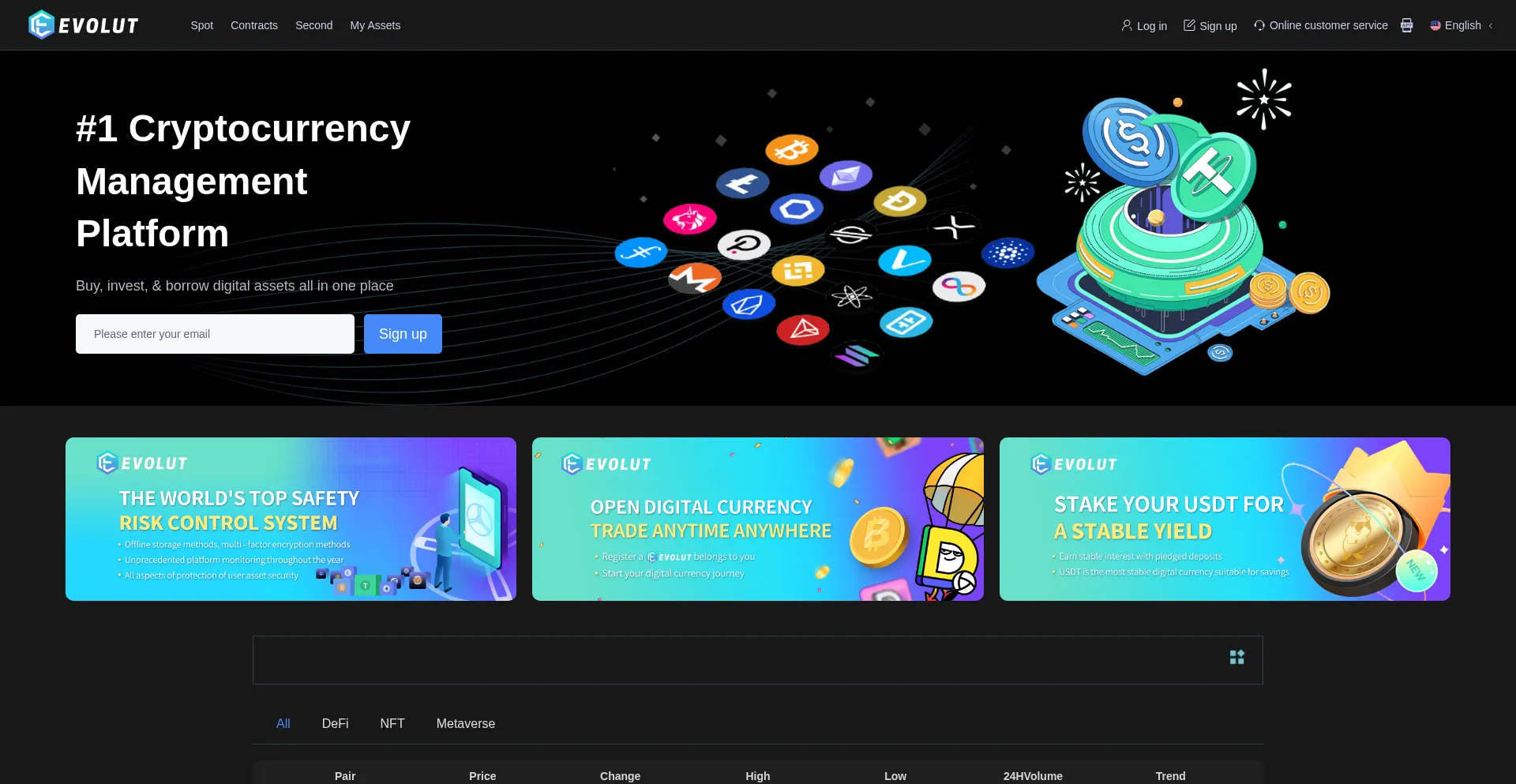 Website screenshot of Evolut-ex.com