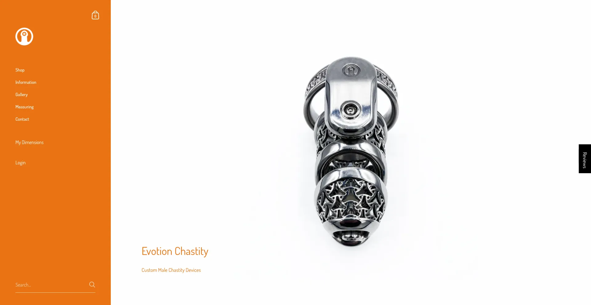 Website screenshot of Evotionchastity.com