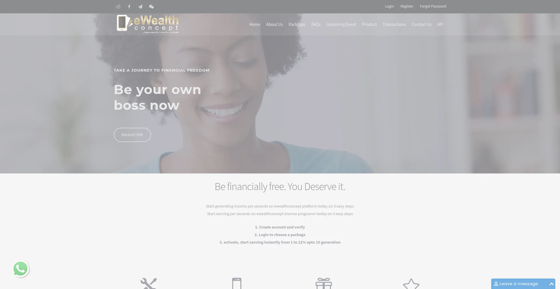 Website screenshot of Ewealthconcept.com