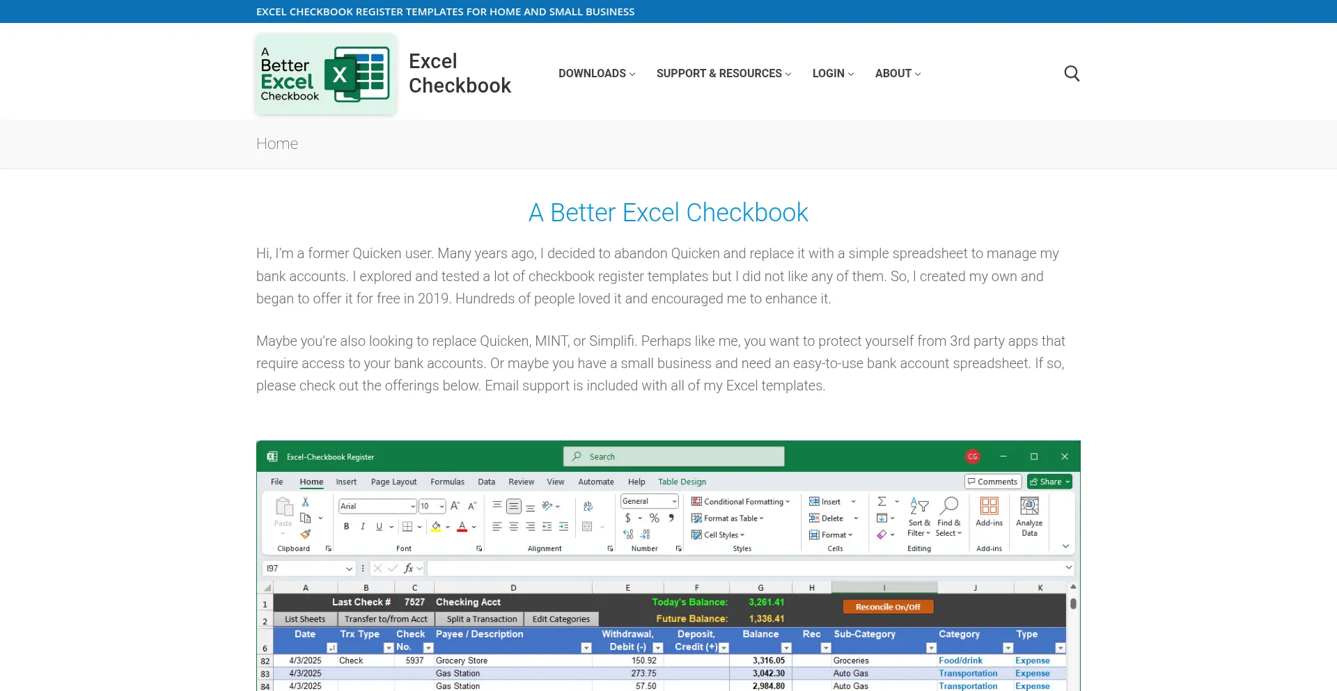 Excel-checkbook.com