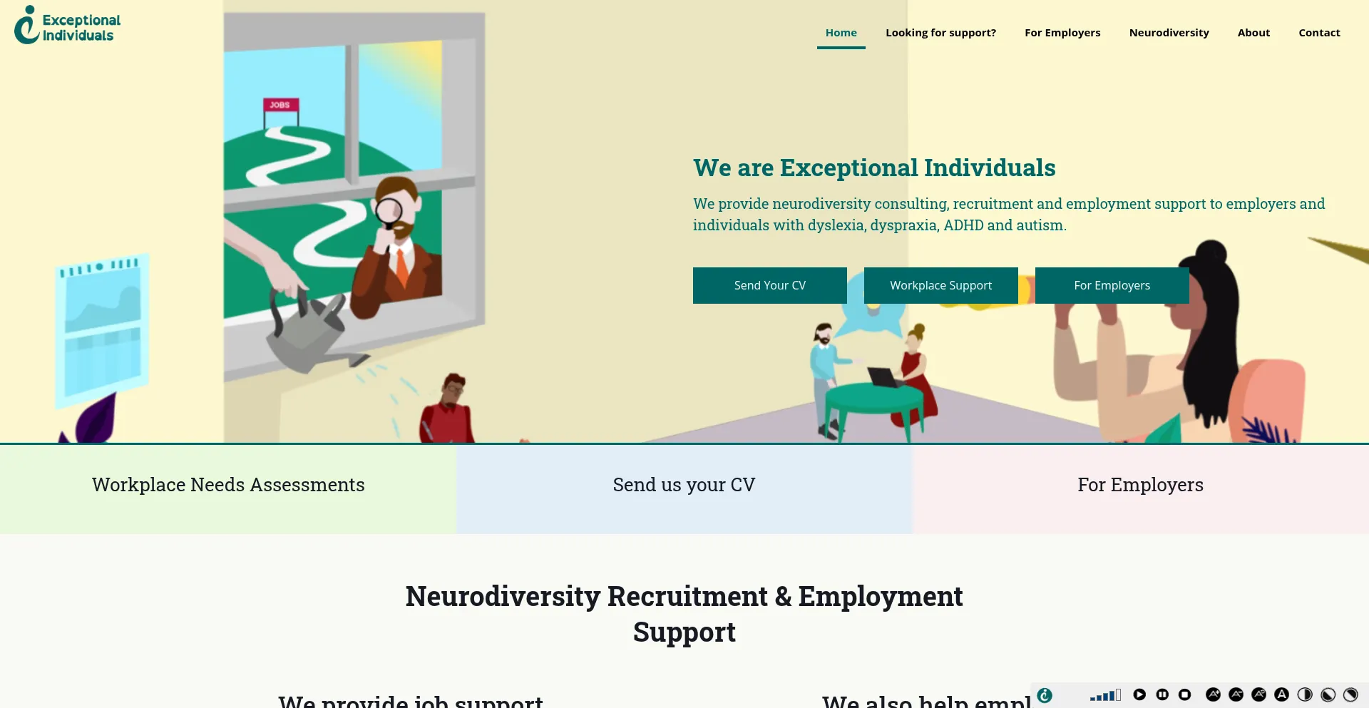 Website screenshot of Exceptionalindividuals.com