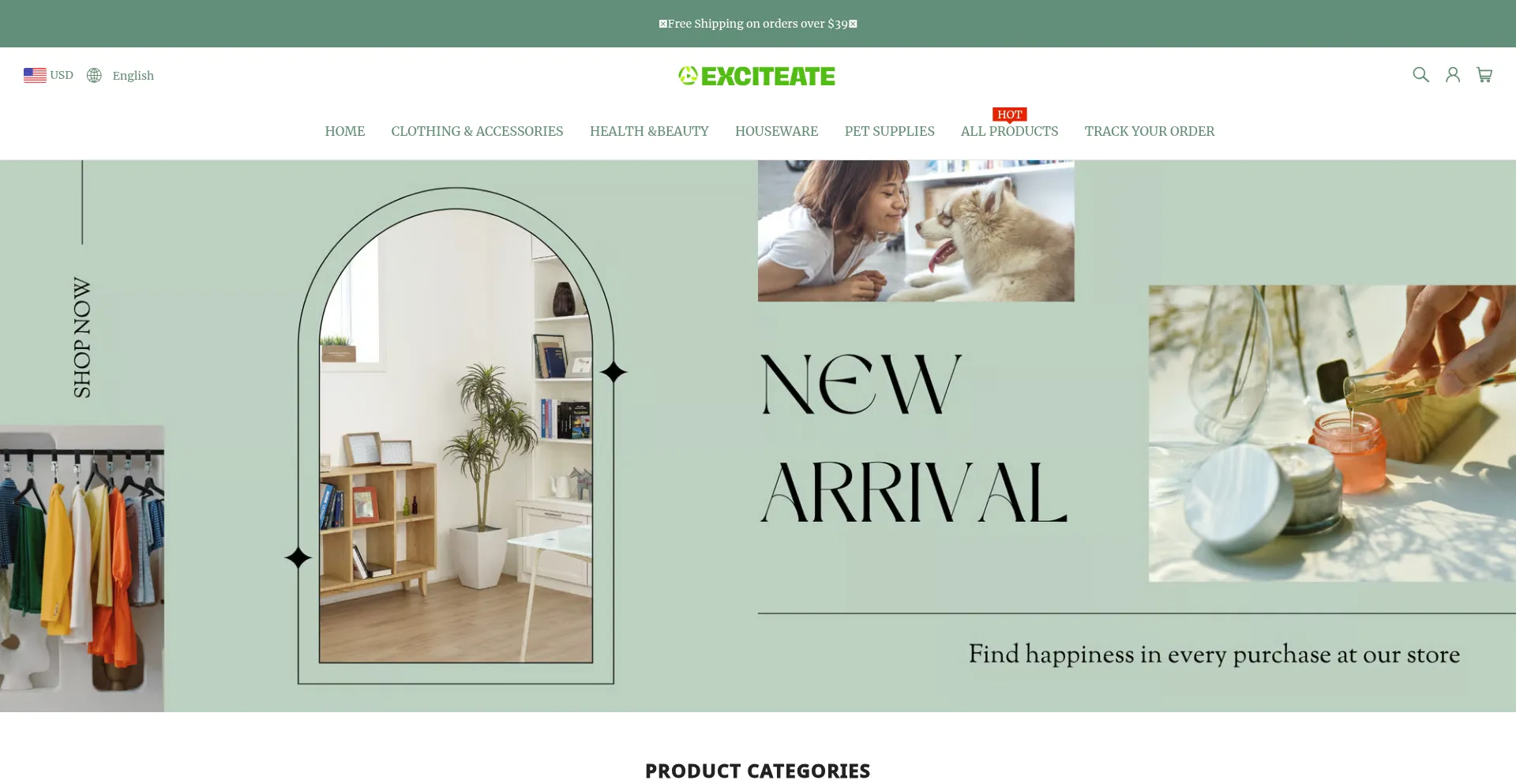 Website screenshot of Exciteate.com