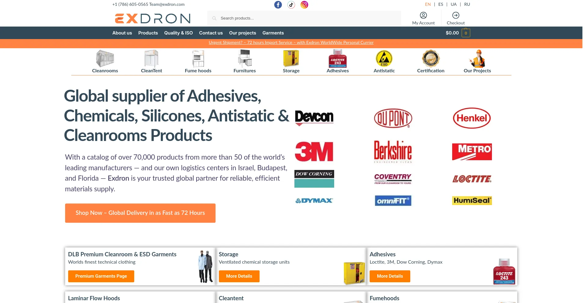 Website screenshot of Exdron.com