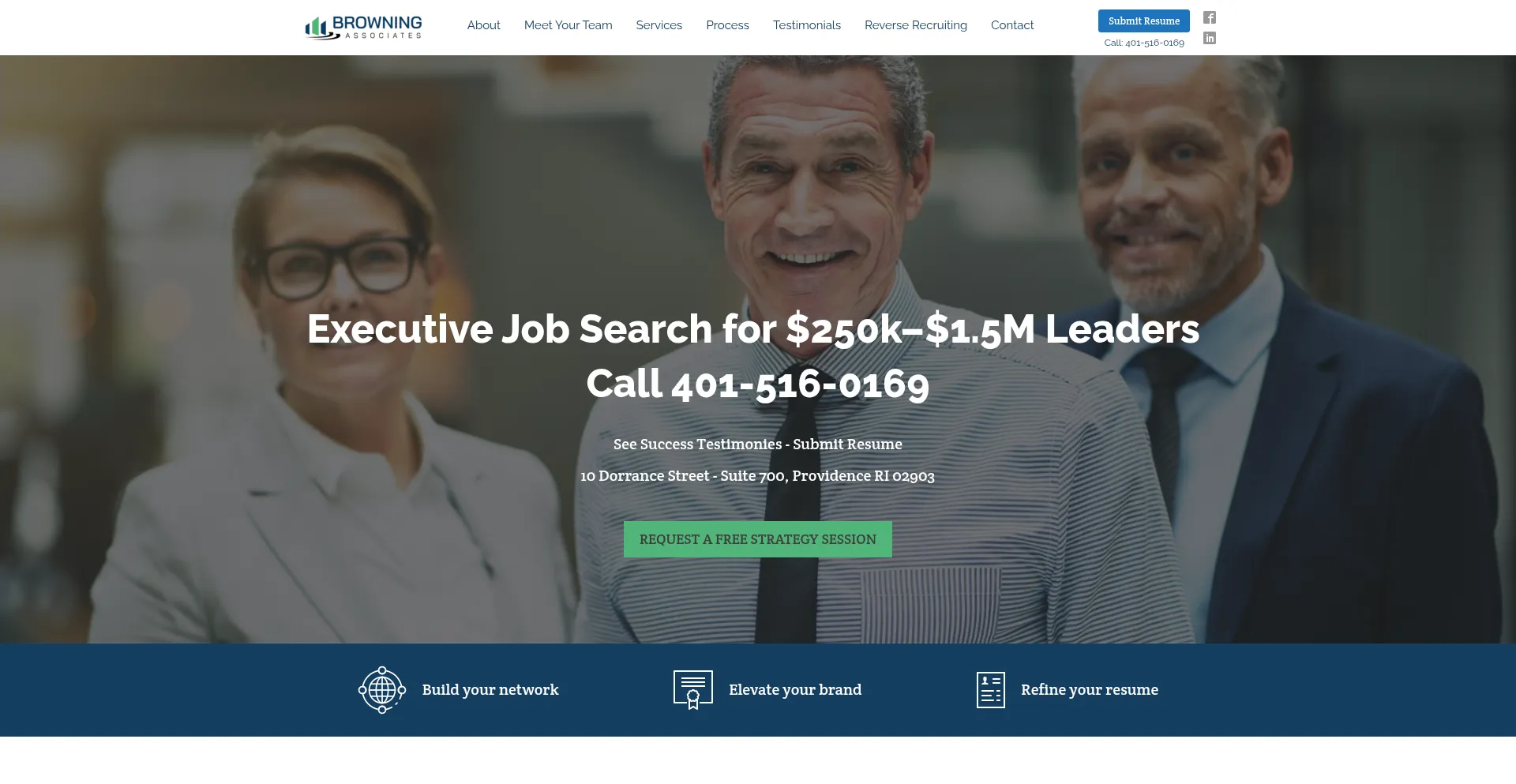 Website screenshot of Executivejobsearch.net