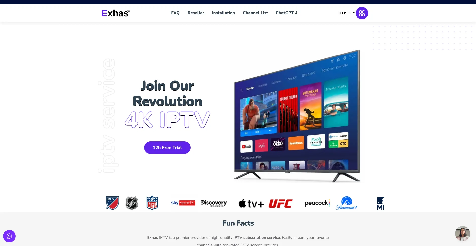 Website screenshot of Exhas.com