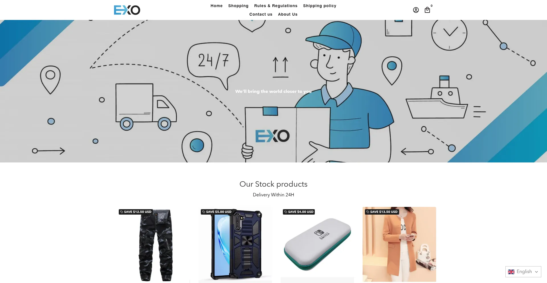 Website screenshot of Exo-express.com