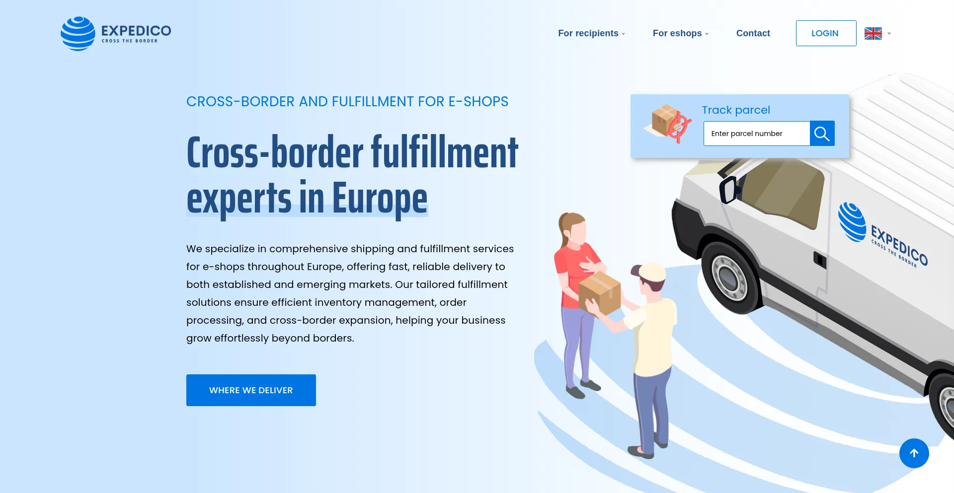 Website screenshot of Expedico.eu