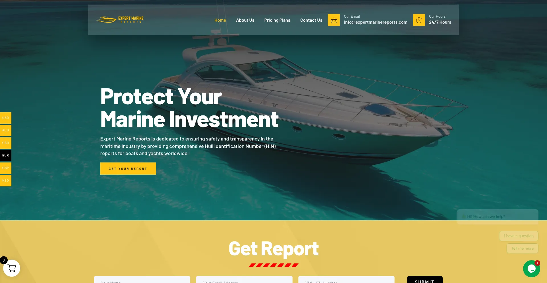Website screenshot of Expertmarinereports.com