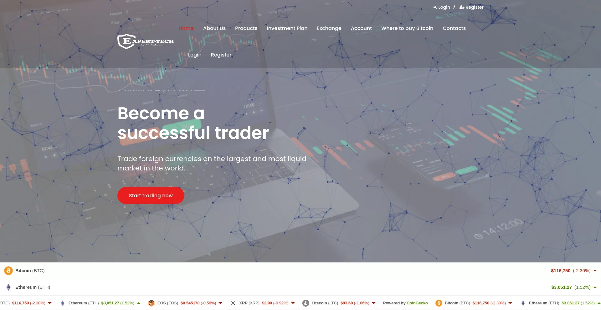 Website screenshot of Experttech-investment.com