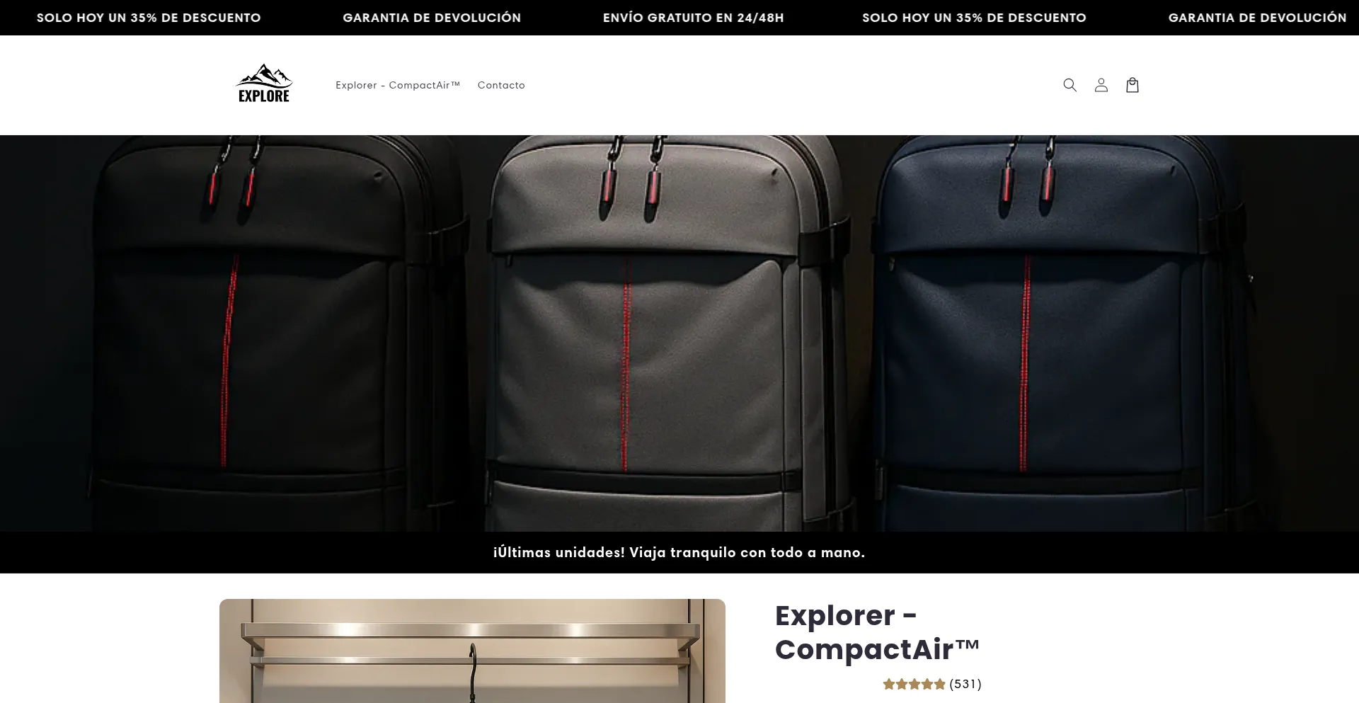 Website screenshot of Exploretravelshop.com