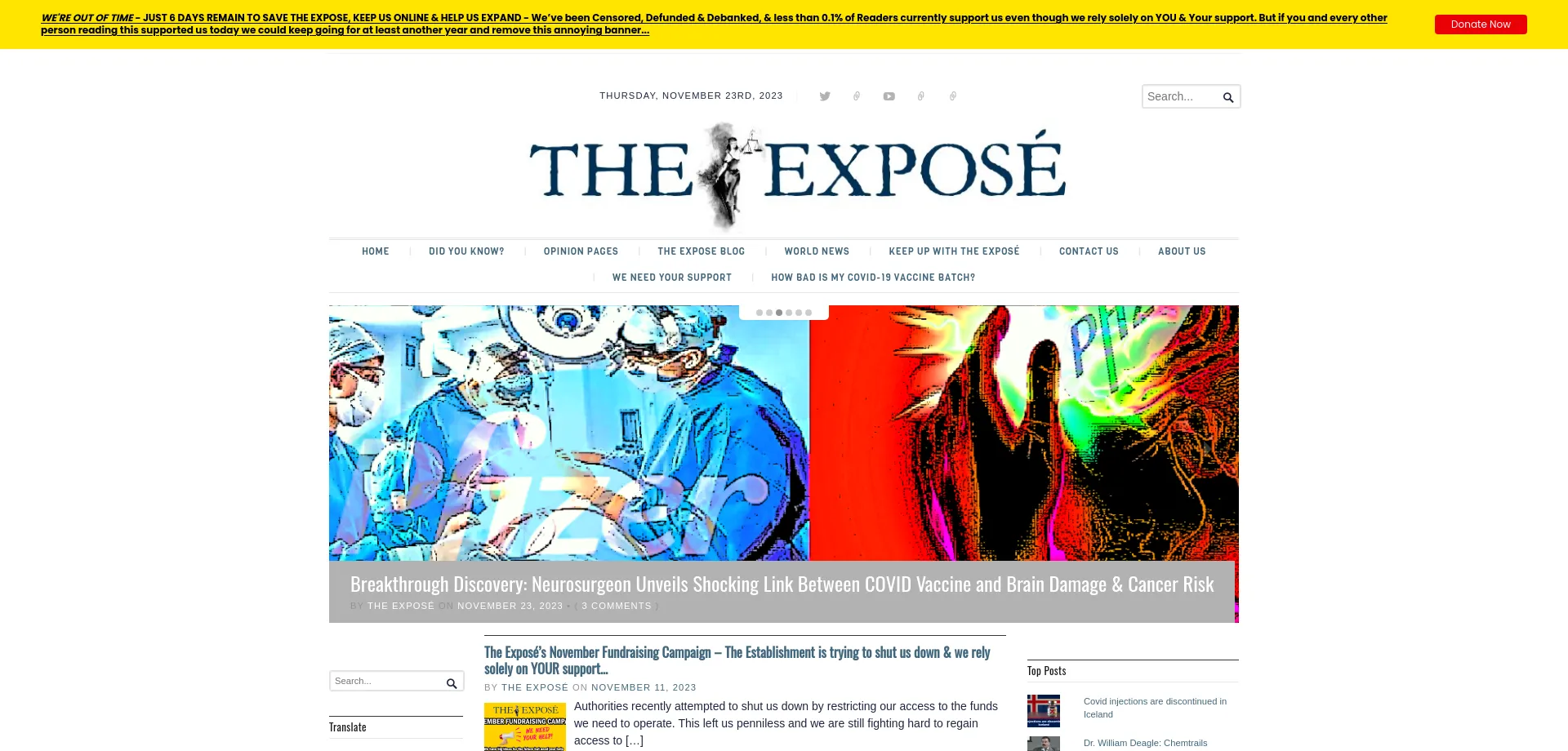 Website screenshot of Expose-news.com