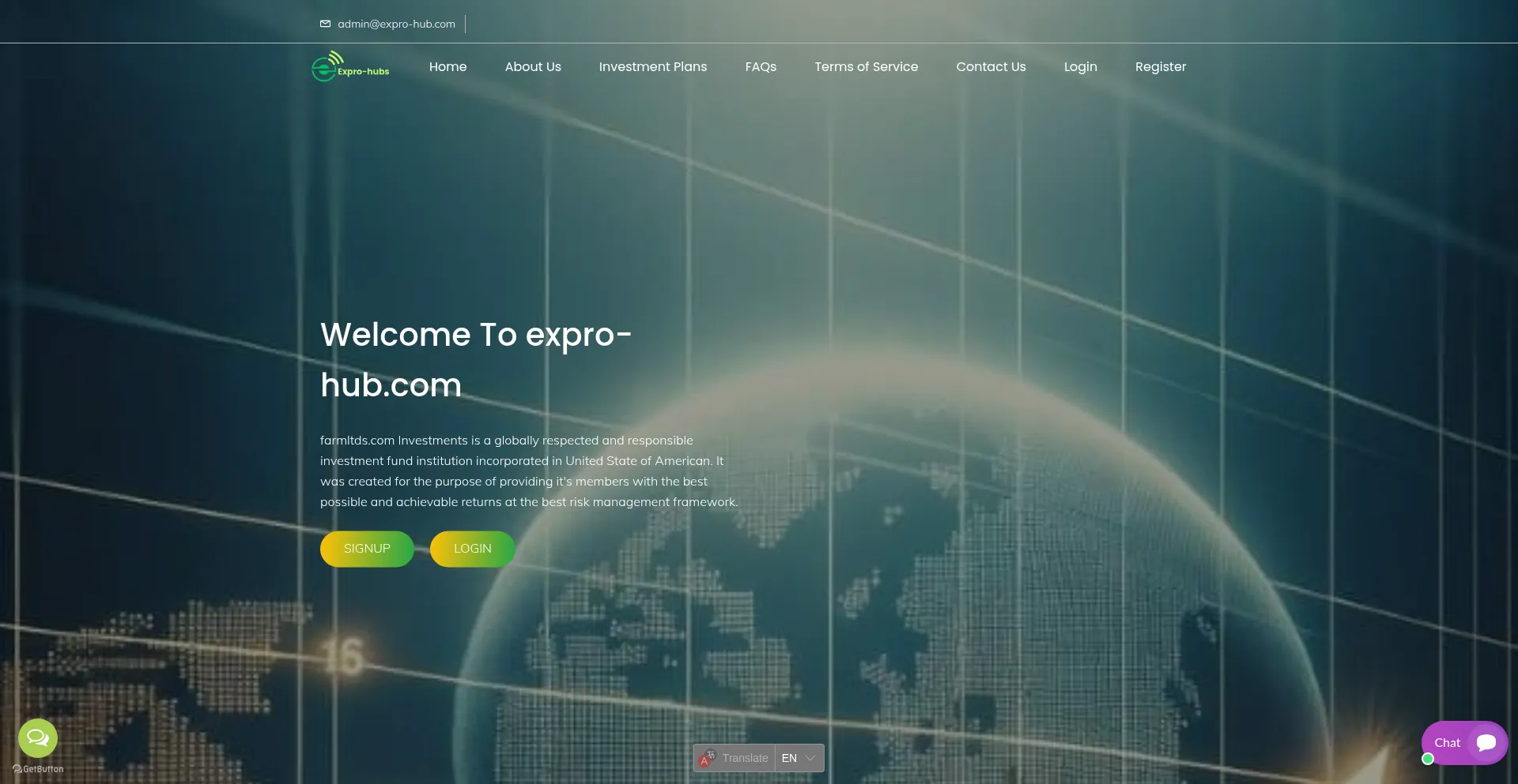 Website screenshot of Expro-hub.com