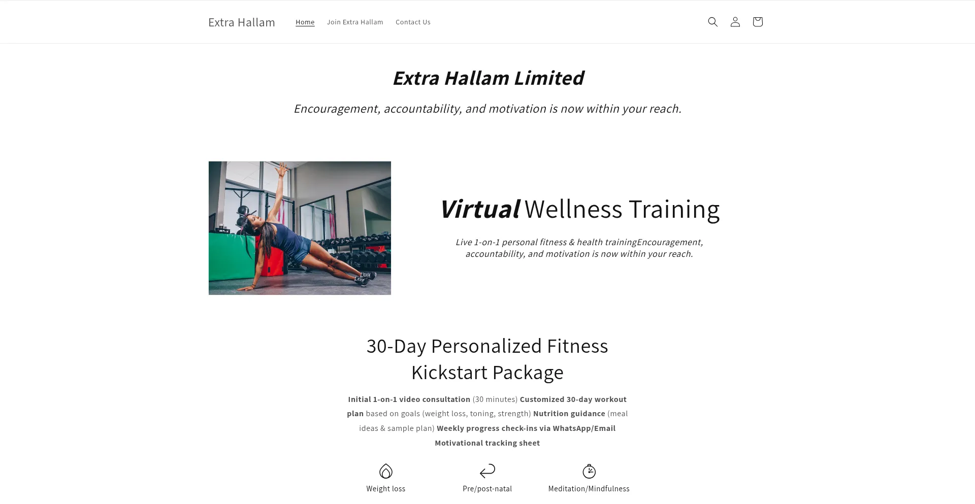 Website screenshot of Extrahallam.fit