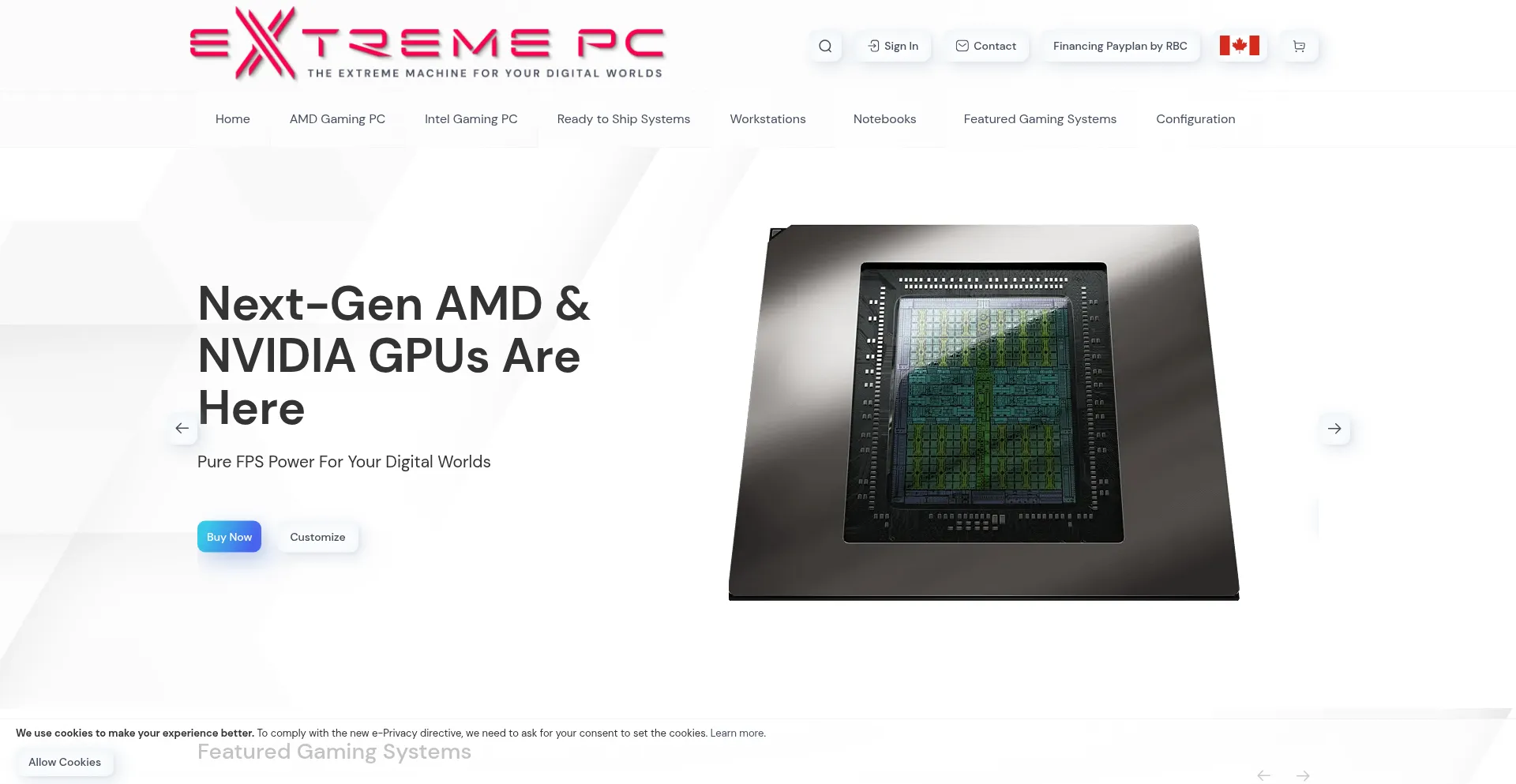 Website screenshot of Extreme-pc.ca
