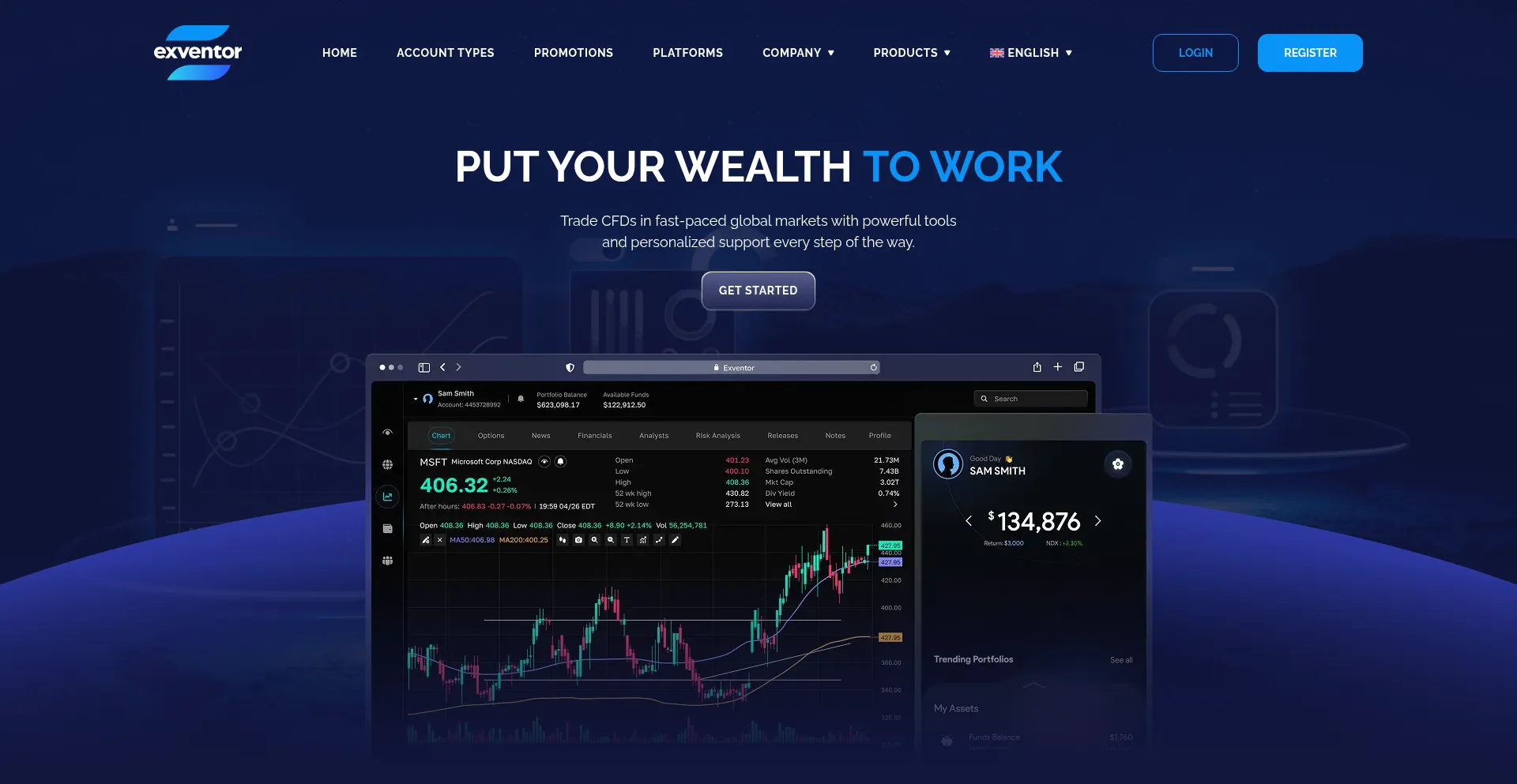 Website screenshot of Exventor.net